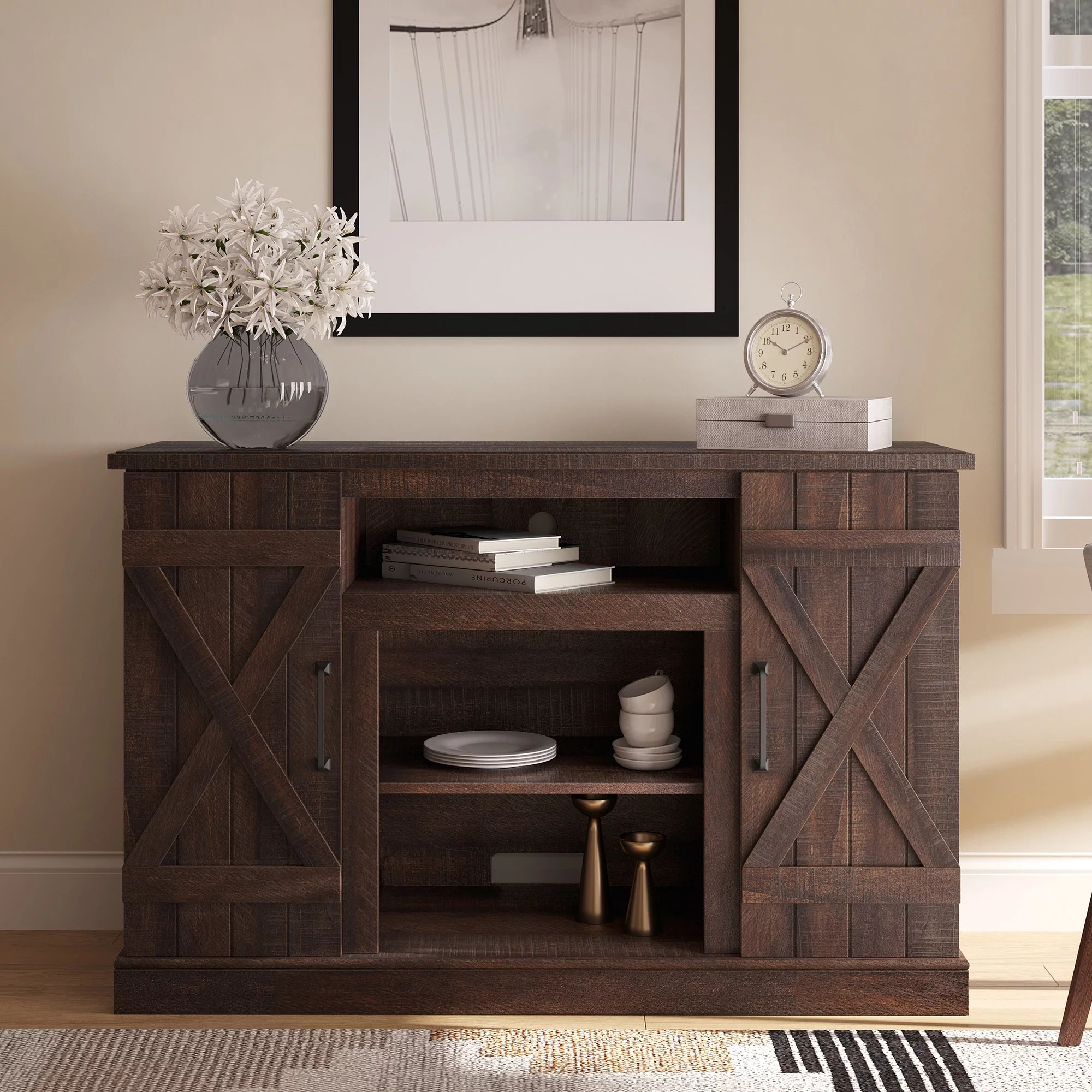 BELLEZE TV Stand Media Entertainment Center - Veropeso (Espresso)