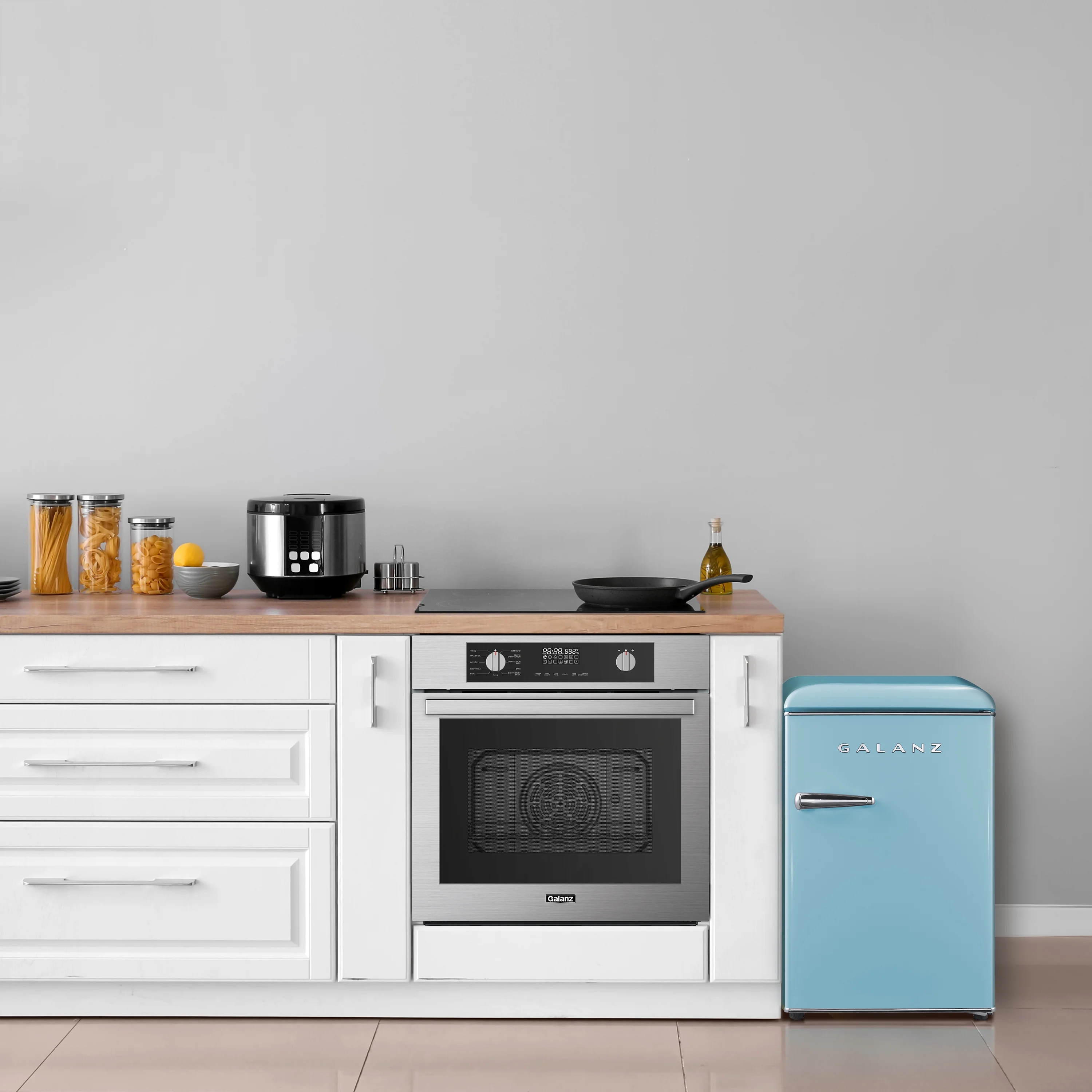 Galanz GLR25MBER10 2.5 Cu. Ft. Single Door Retro Compact Fridge with Chiller, Blue