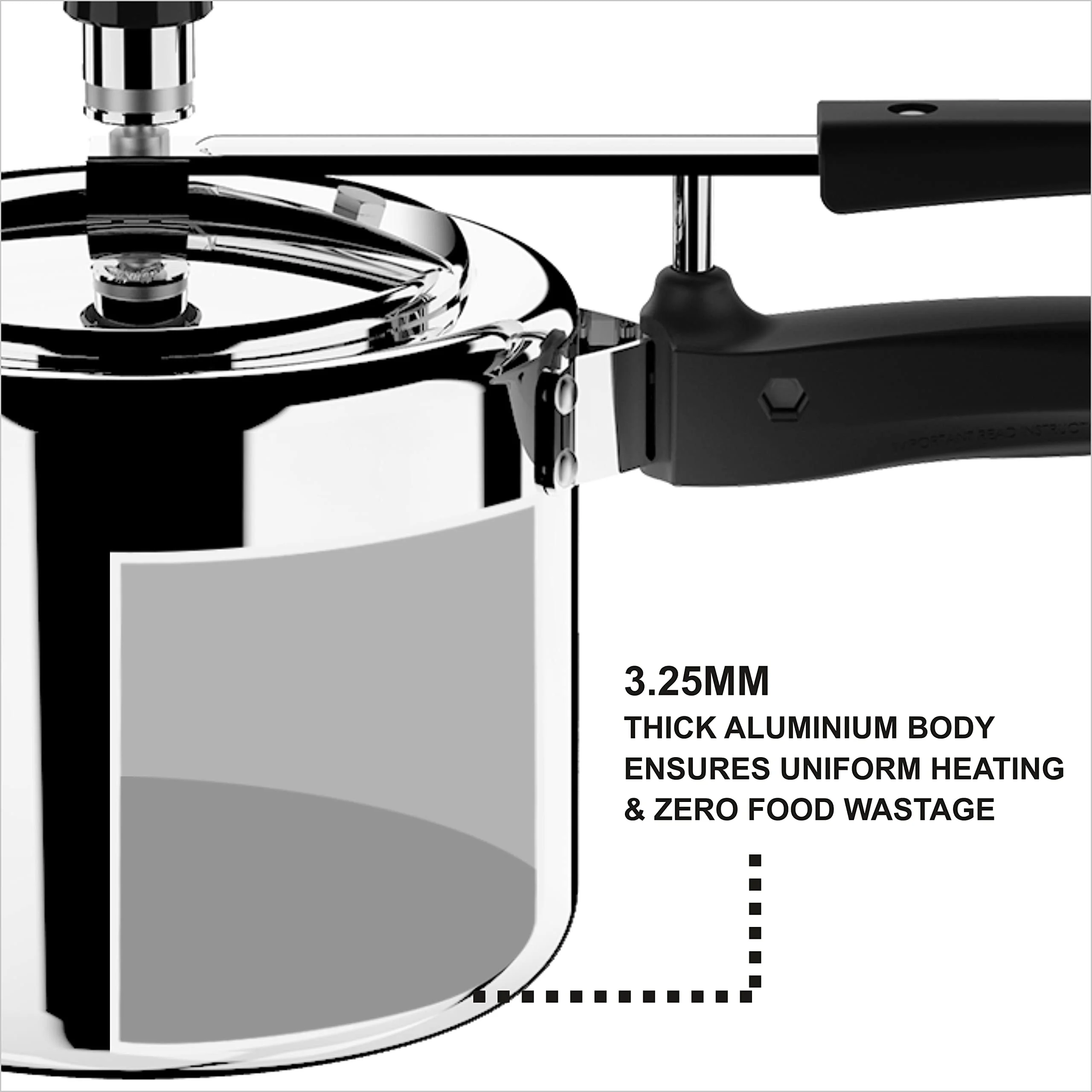 Butterfly Friendly Inner Lid 5 Ltr Aluminium Pressure Cooker, Induction Bottom