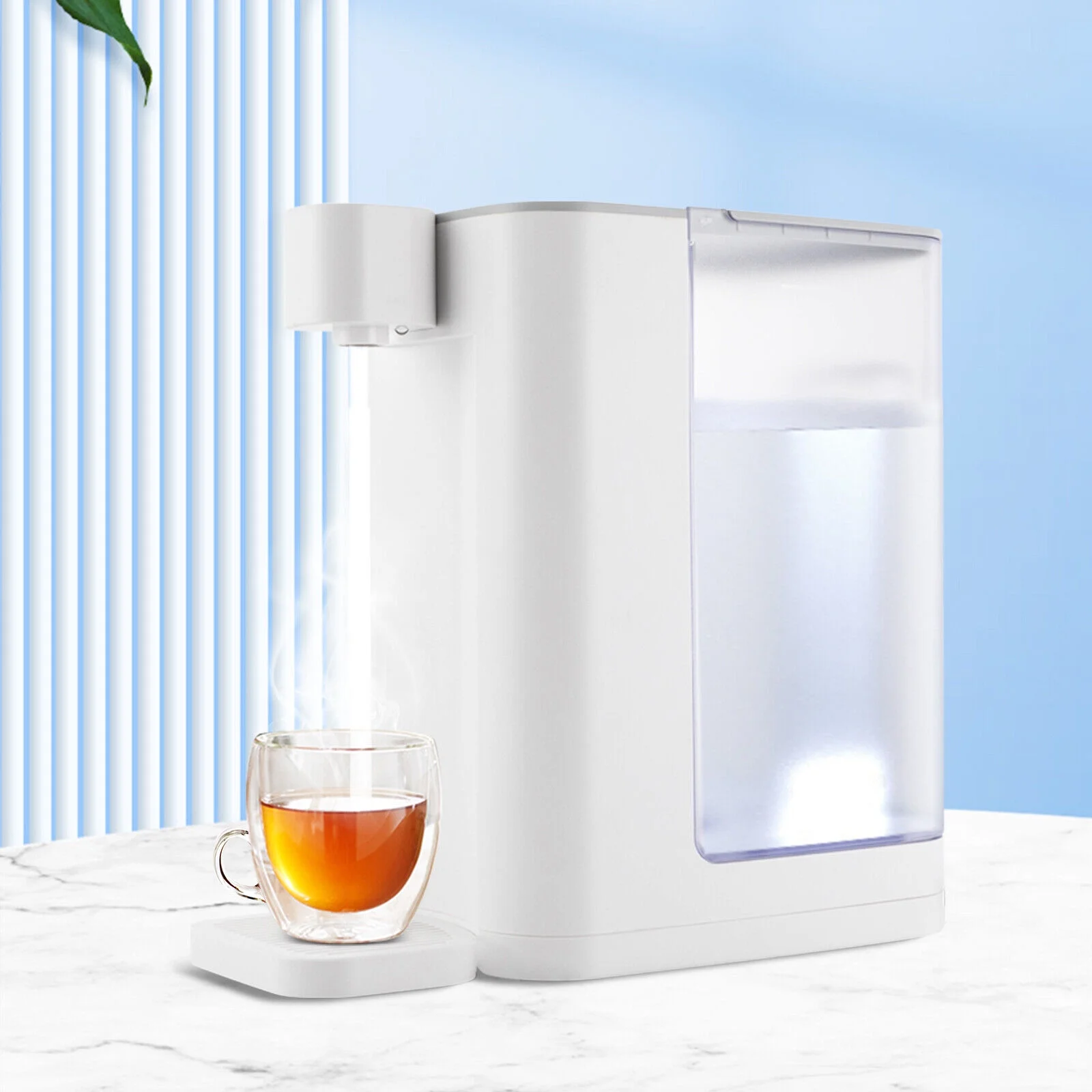 Instant Hot Water Dispenser,3L Countertop Large Water Tank, 5 Temperature Adjustable Electric Kettle,9.76*5.6*10.24in,White,1600W