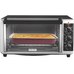 BLACK+DECKER 8-Slice Extra-Wide Stainless Steel/Black Convection Countertop Toaster Oven, Stainless Steel, TO3250XSB