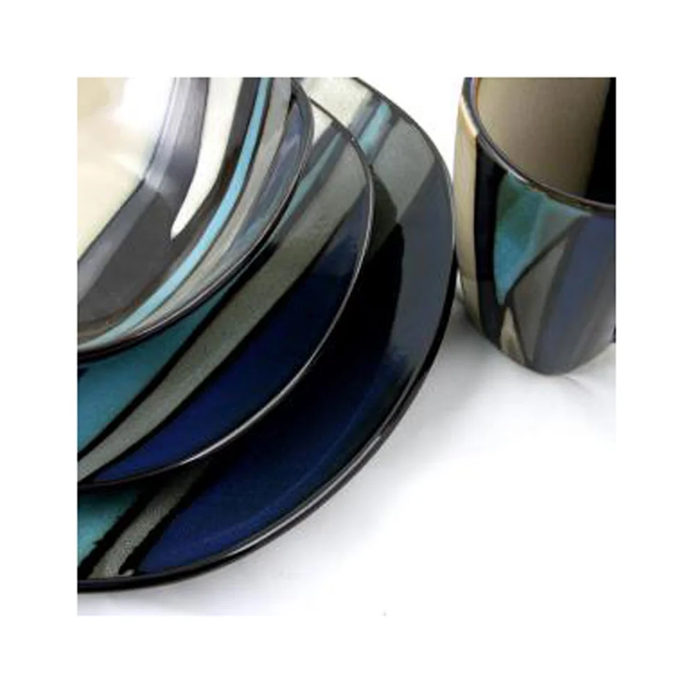 Gibson Althea 16 Piece Dinnerware Set, Teal