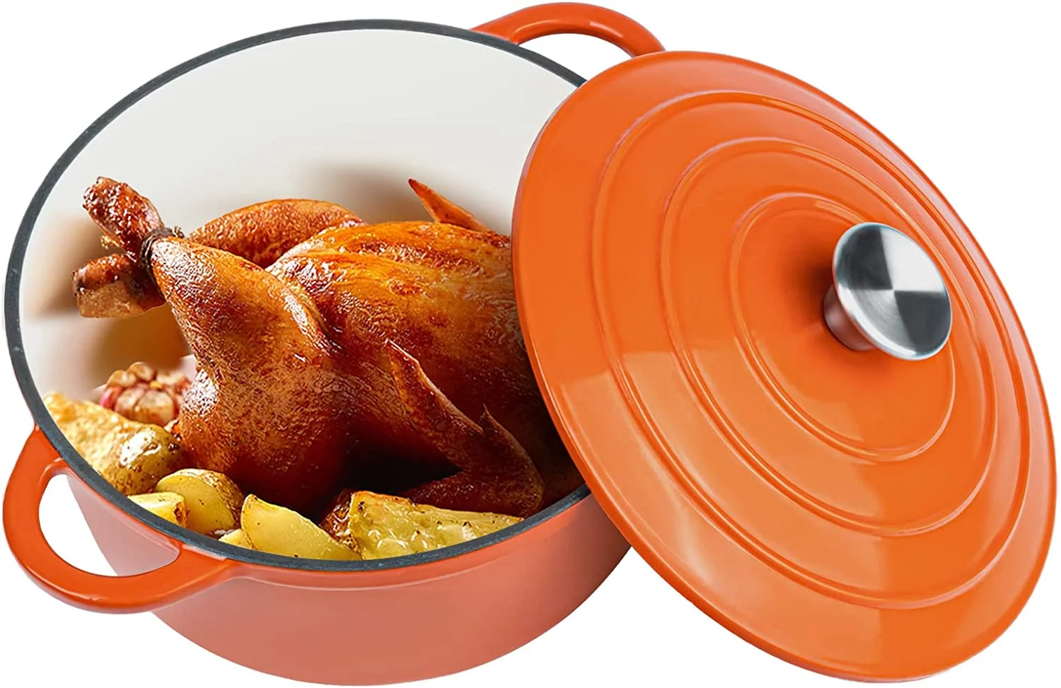 Hawsaiy 4.5 QT Enameled Dutch Oven Pot with Lid, Cast Iron, Dual Handles for Bread Baking, Cooking, Non-Stick Enamel Coating