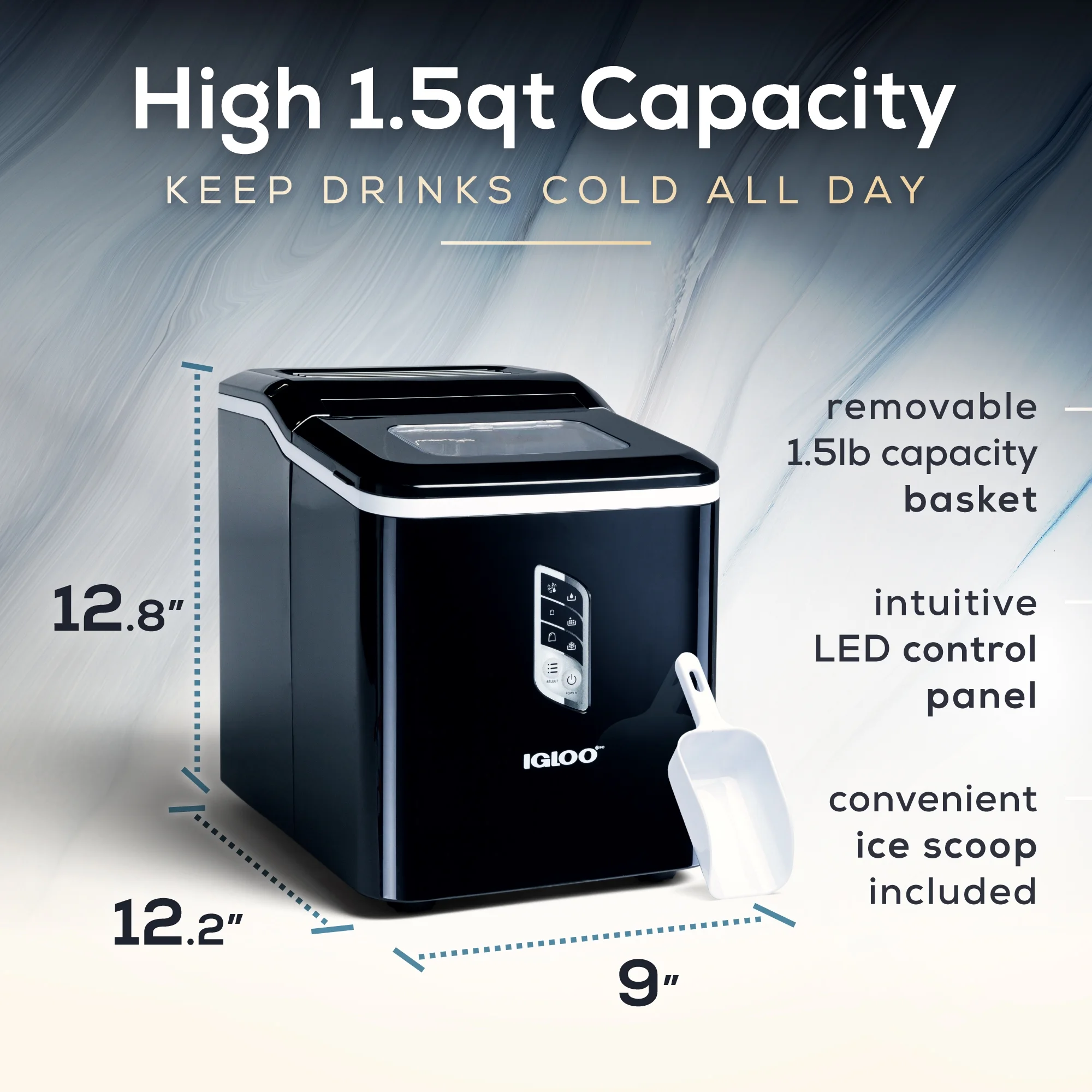 Igloo Automatic Ice Machine Self Cleaning Countertop Ice Maker for Water Bottle & Drinks, Black