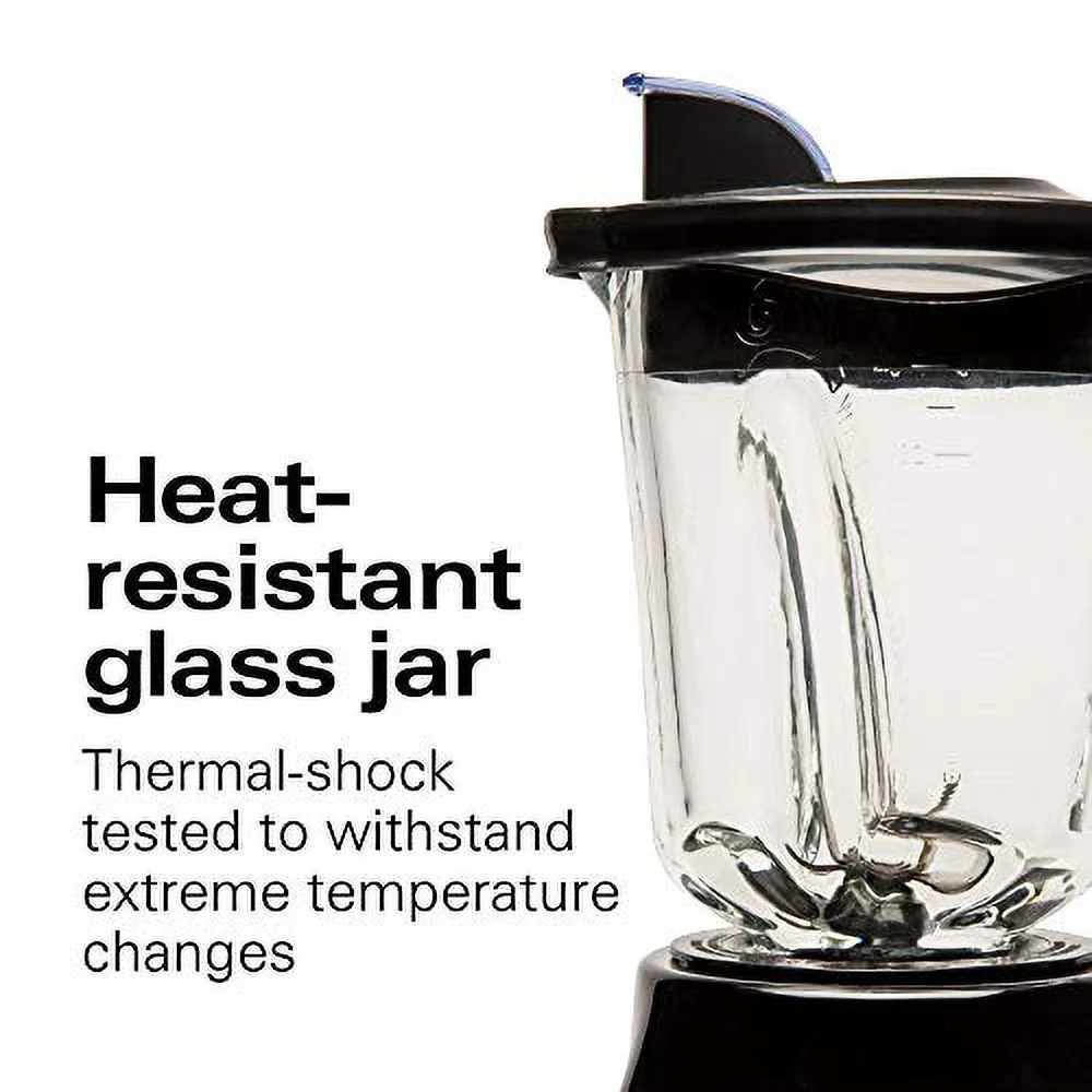 Hamilton Beach Wave Crusher Blender For Shakes and Smoothies With 40 Oz Glass Jar and 14 Functions, Ice Sabre Blades & 700 Watts for Consistently Smooth Results, Black & Stainless Steel (542