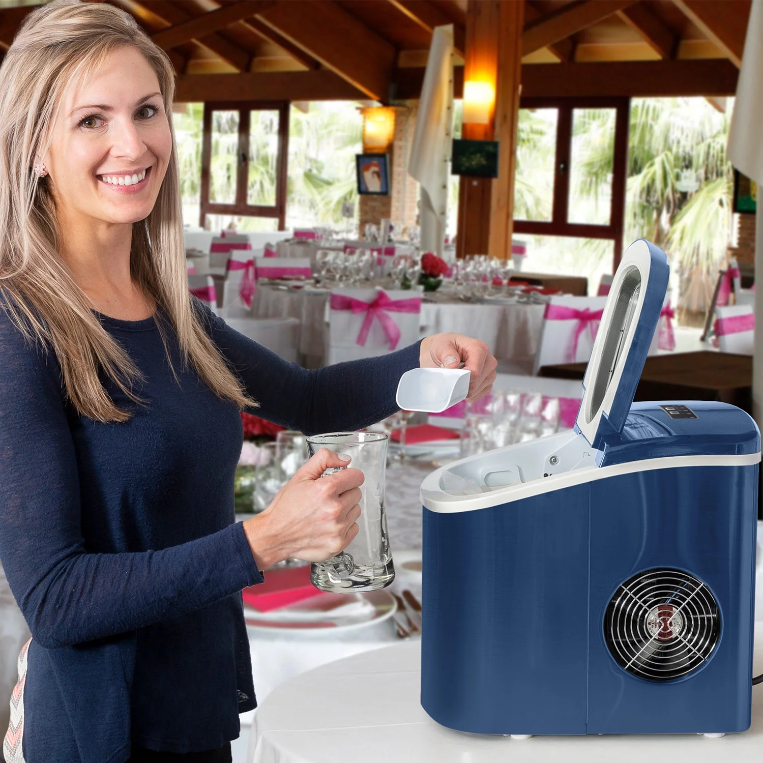 Deco Chef Countertop Ice Maker Portable 26lb Daily Capacity, Blue