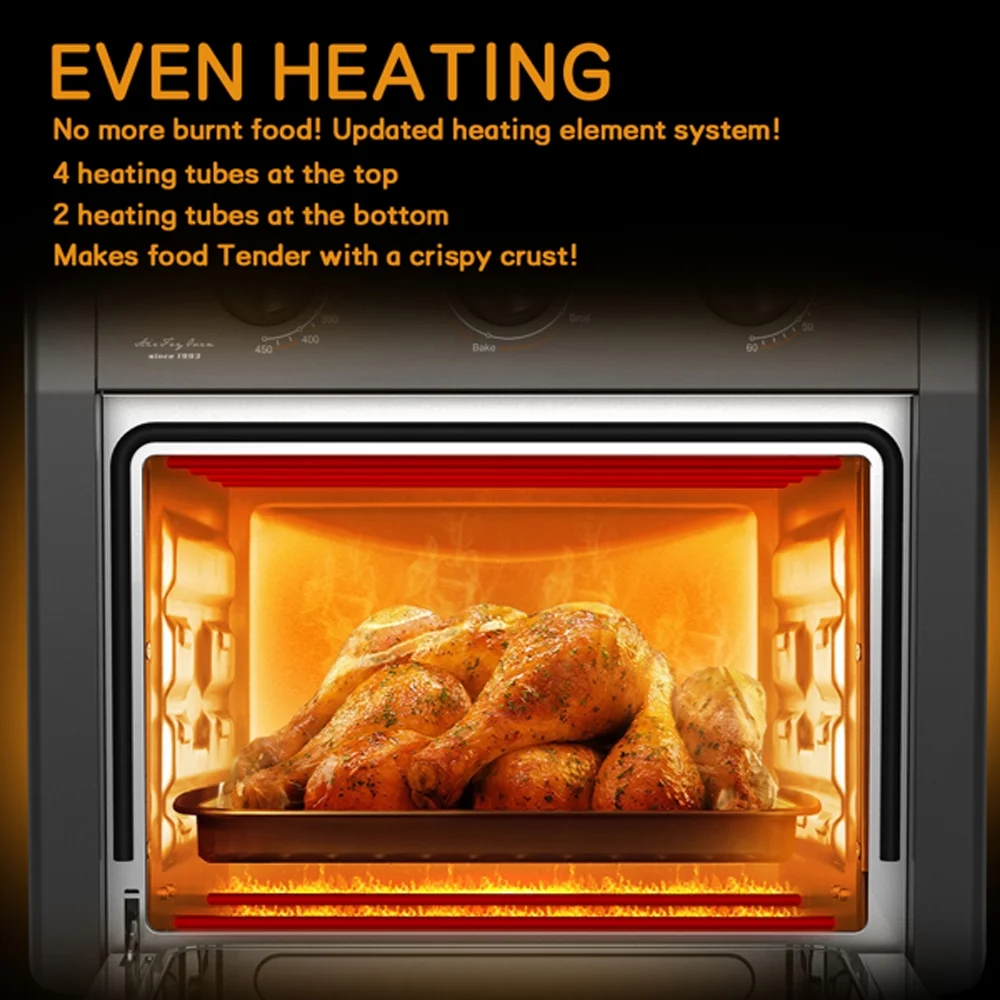 Air Fryer Toaster Oven with 20Qt Capacity 4 Piece Oven Convection Air Frying Pan Oven for Heating, grilling, Baking, baking, Air Frying