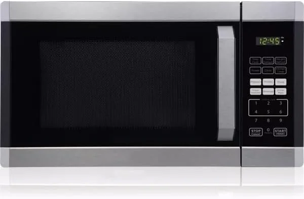 JAL 0.9 cu. ft. 900 Watt Microwave Oven, 6 one-touch setting menu gives you multiple cooking options for dorms and studio apartments - Stainless Steel
