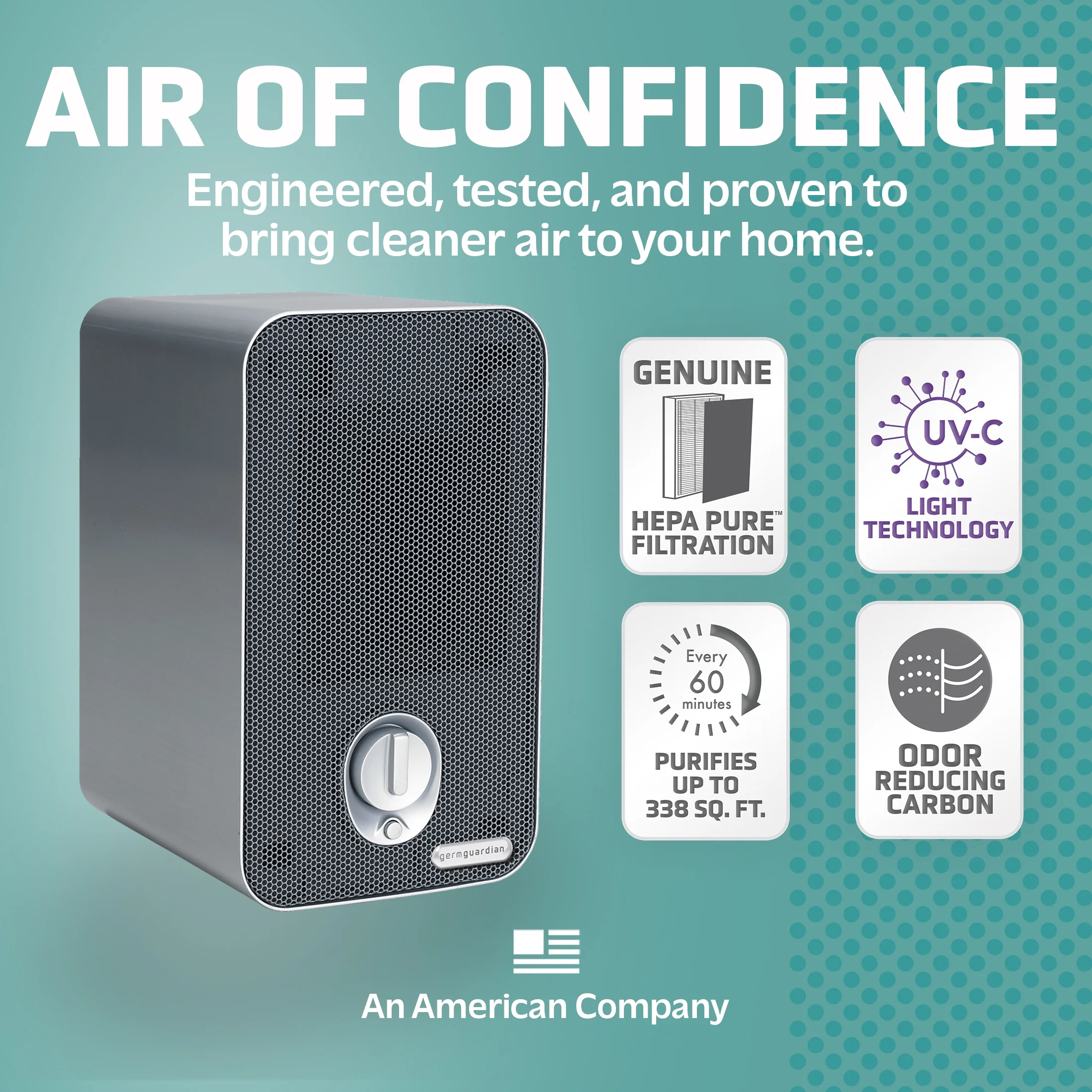 GermGuardian Air Purifier with HEPA Filter, UV-C, Removes Smoke, Odors, Mold, 338 Sq. ft., AC4100