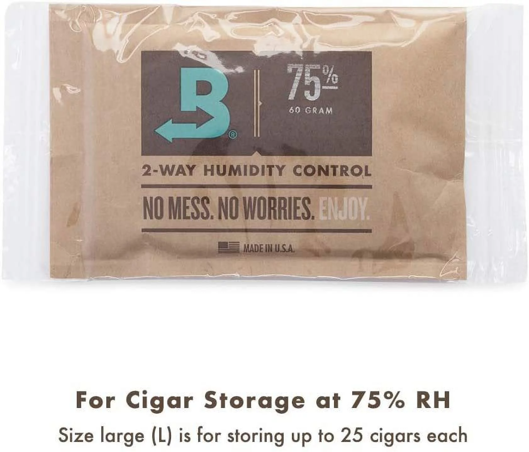 Boveda 75% Two-Way Humidity Control Packs �C Size 60 �C 12 Pack �C Fix Major Moisture Loss/Low RH in Non-Plastic Humidifier �C Moisture Absorbers�C Humidifier Packs �C Individually Wrapped Hydration Packets