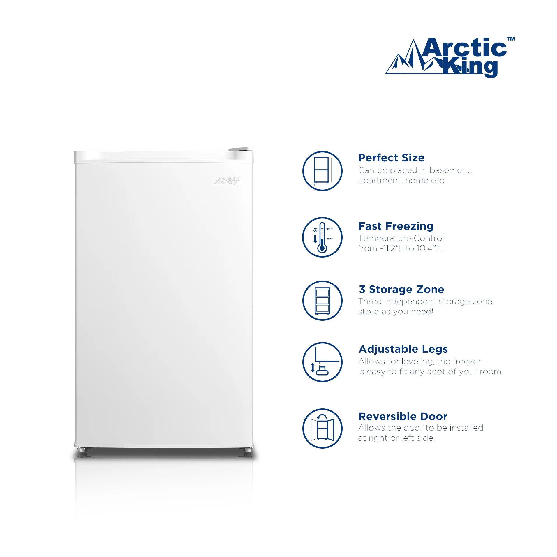 Arctic King 3.0 Cu ft Upright Freezer White, E-Star, ARU030S1ARWW