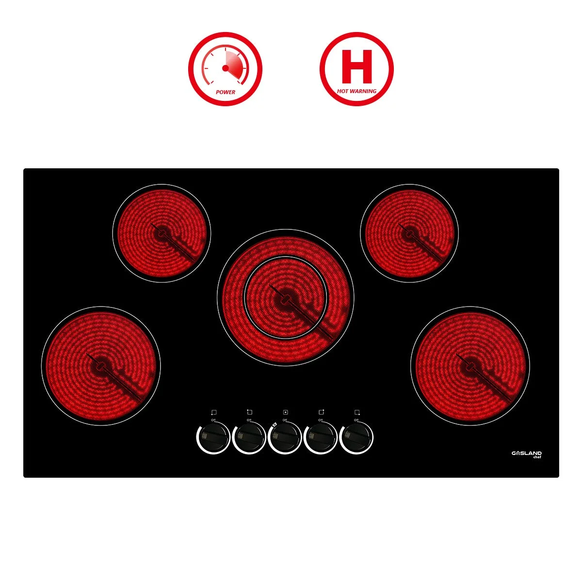 Gasland Chef 5 Burner Ceramic Cooktop,Mechanical Knob Control Electric Stove Top,240V