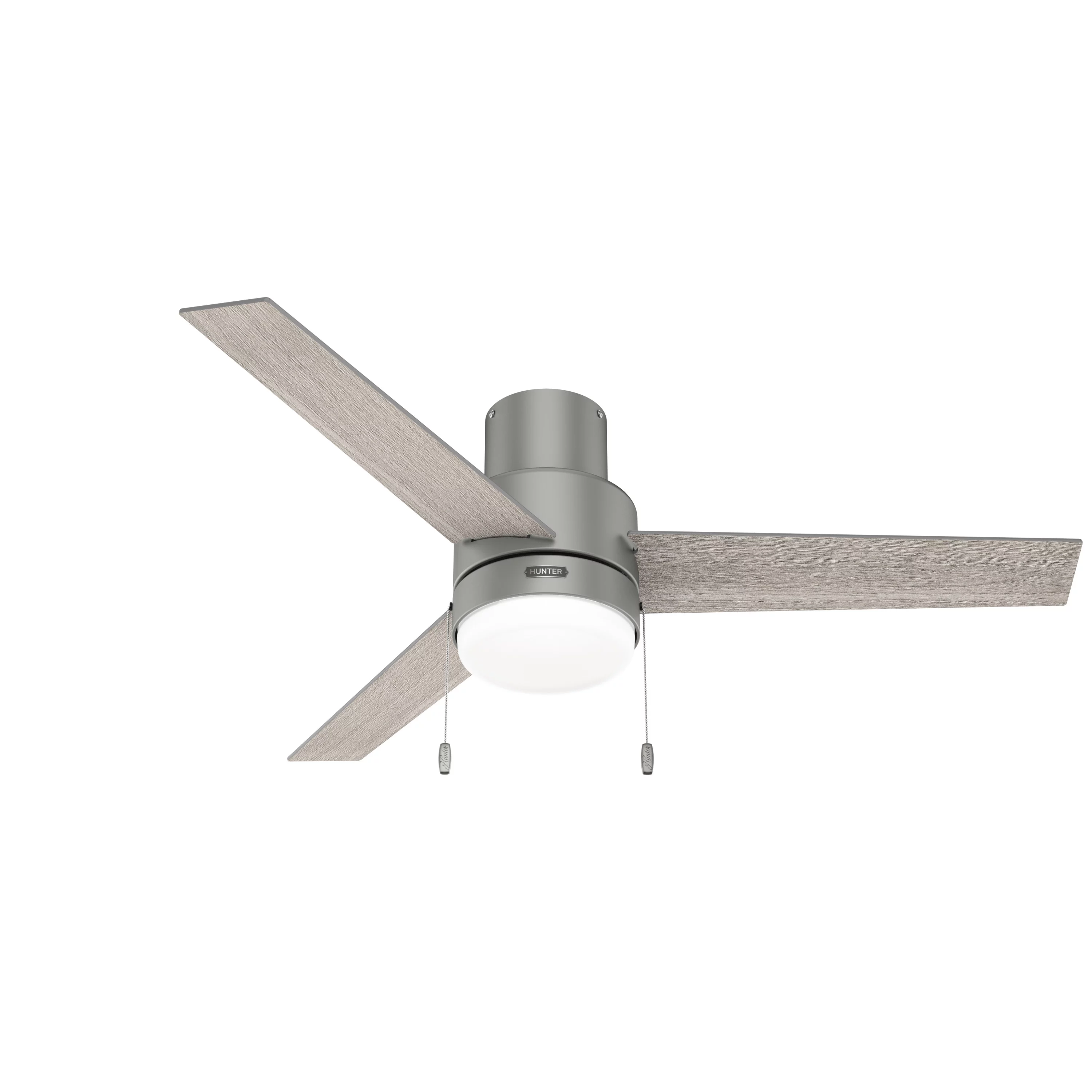 HUNTER - 52377 - Hunter 52 inch Brunner Matte Silver Low Profile Ceiling Fan with LED Light Kit and Pull Chain