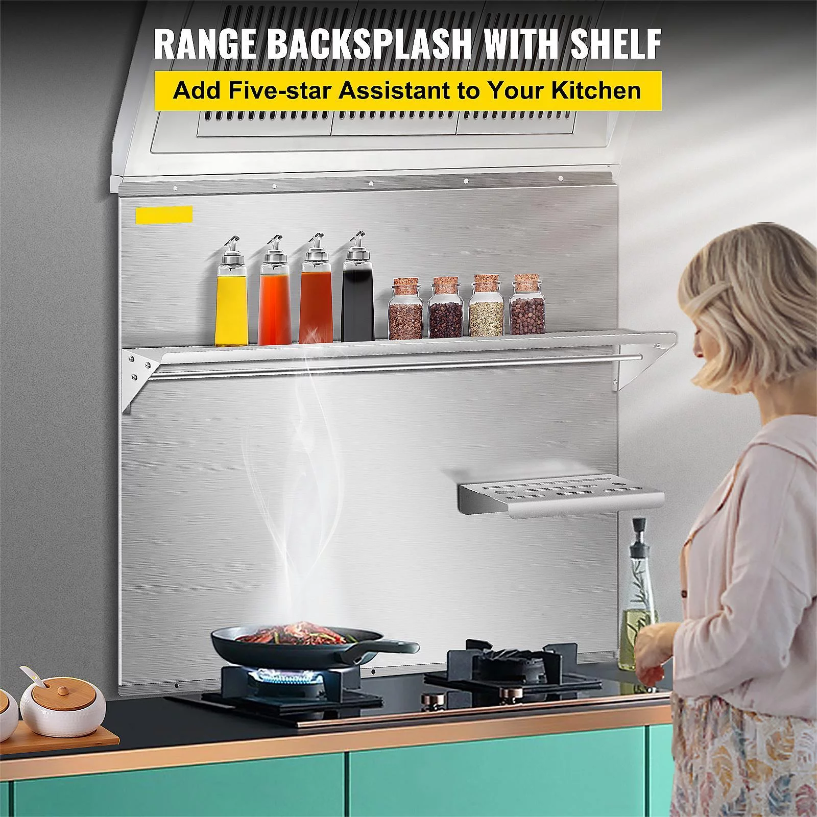 BENTISM Range Backsplash with Shelf, Stainless Steel Backsplash 36 x 30.7 Inch