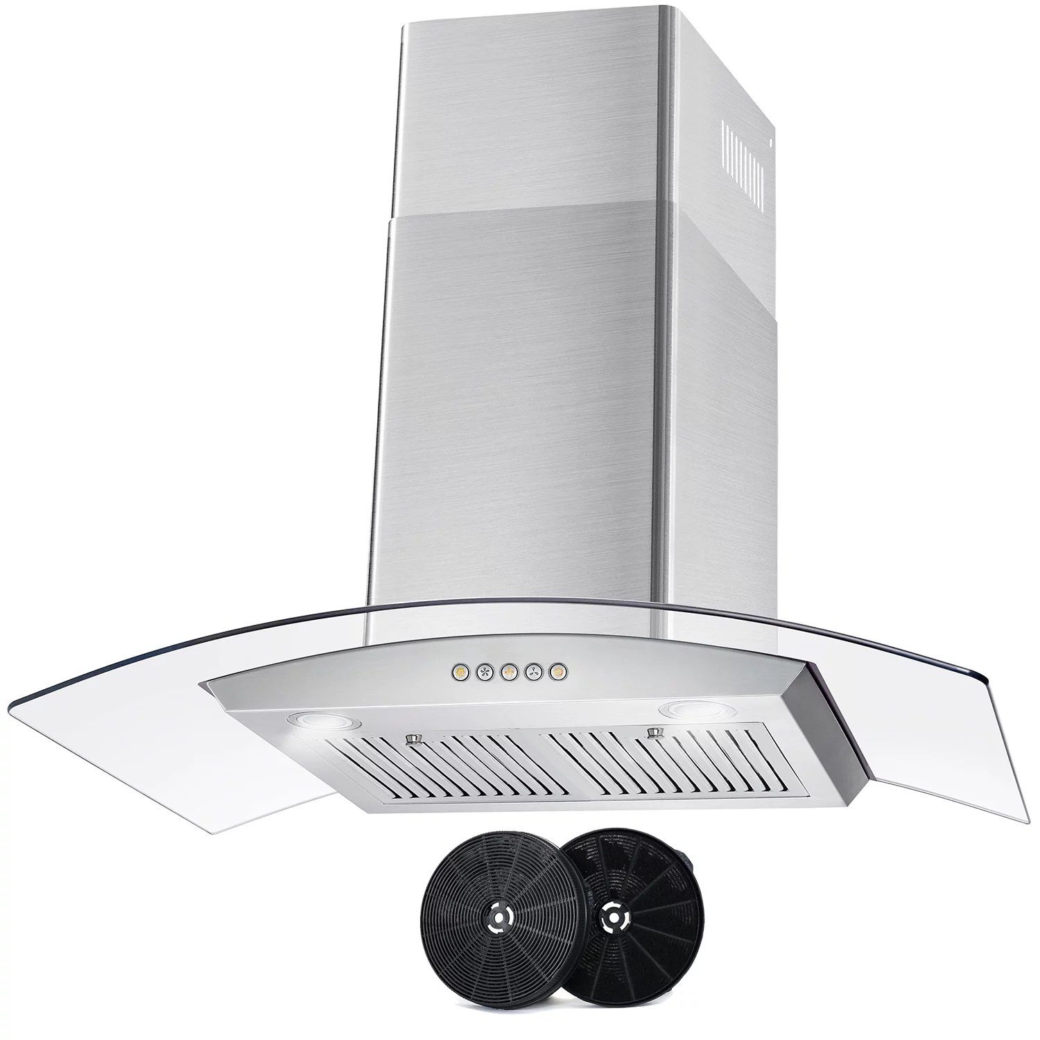 Cosmo 36 in. Ductless Wall Mount Range Hood in Stainless Steel with LED Lighting and Carbon Filter Kit for Recirculating