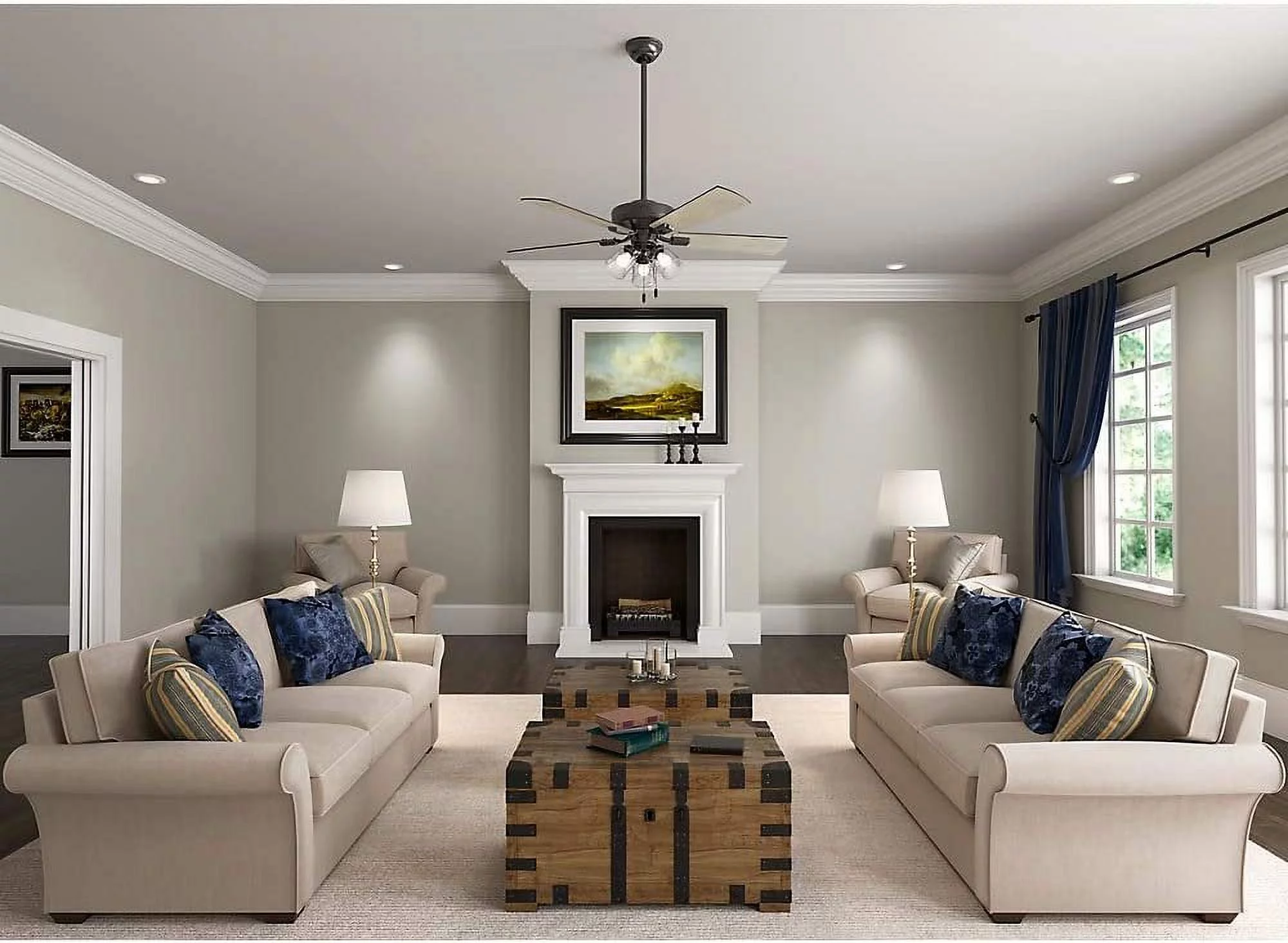 Hunter Crestfield 52 Inch Indoor Ceiling Fan with LED Lights, Noble Bronze