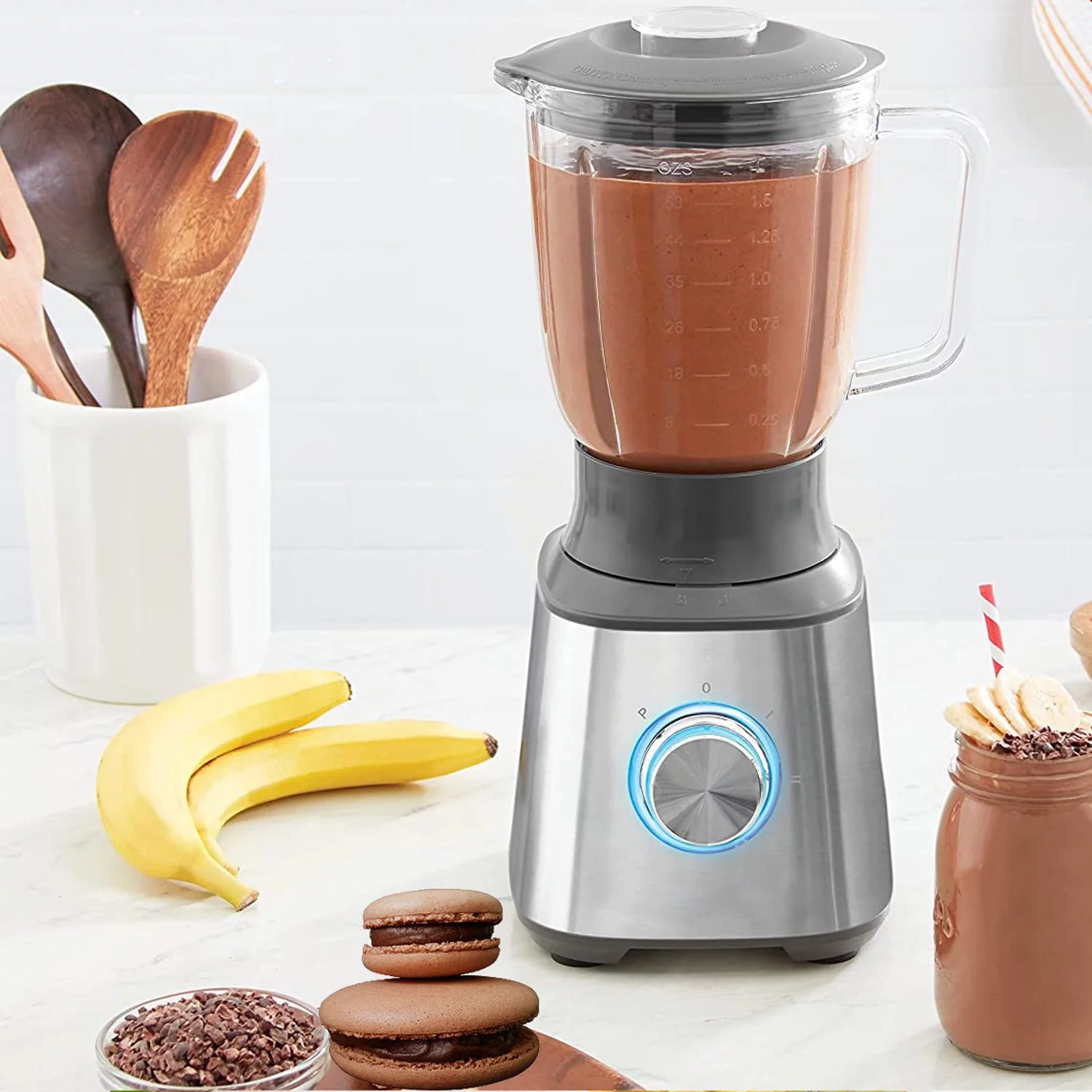 Countertop Blender for Kitchen - for Drinks Cocktails Shakes Smoothies 1.5L (Silver)