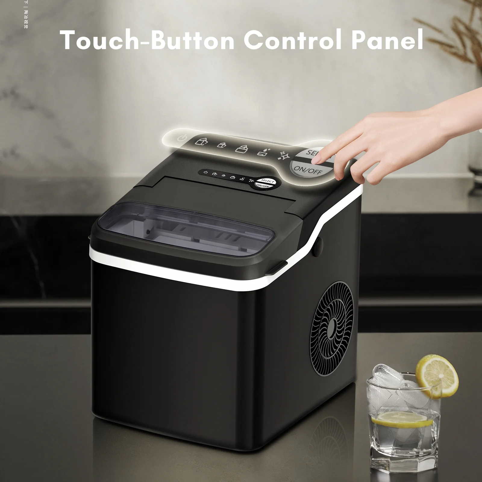 KISSAIR Portable Ice Maker Countertop, One-Click Operation Ice Makers with Ice Scoop and Basket, for Kitchen/Office/Bar/Party