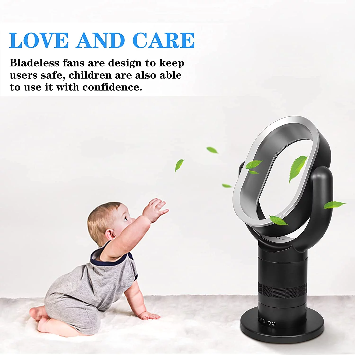 Clearance! HealSmart Medium size portable bladeless fan, small table fan, 10 speeds settings, low noise, lightweight, 24 inches, black