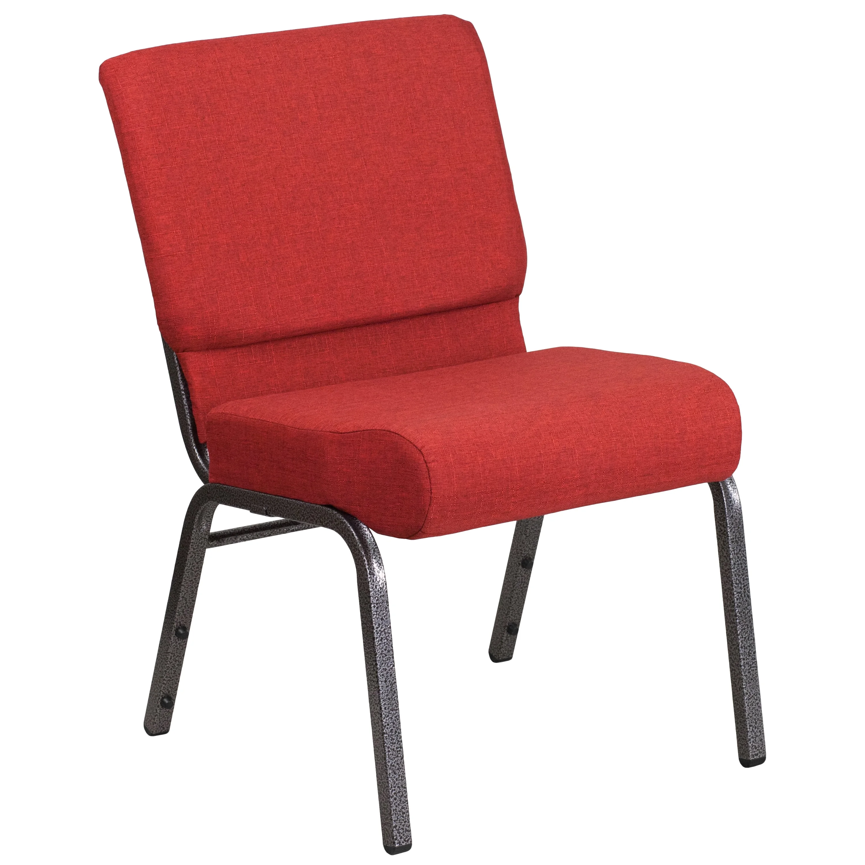 Flash Furniture HERCULES Series 21''W Stacking Church Chair in Crimson Fabric - Silver Vein Frame