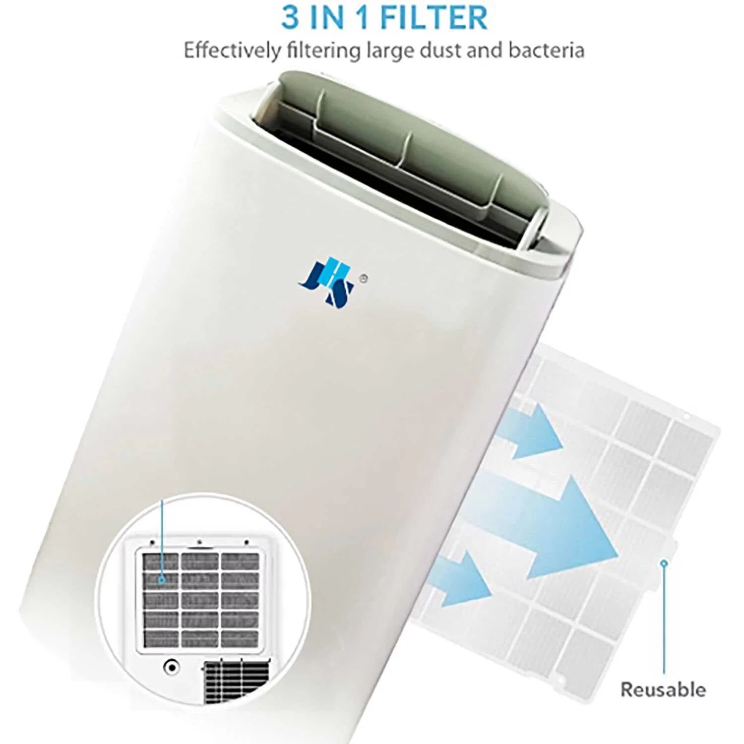 JHS 10,800 BTU (15,000 BTU ASHRAE) 115V Portable Air Conditioner with Remote, Rooms up to 550 sq ft, A020A-10KR