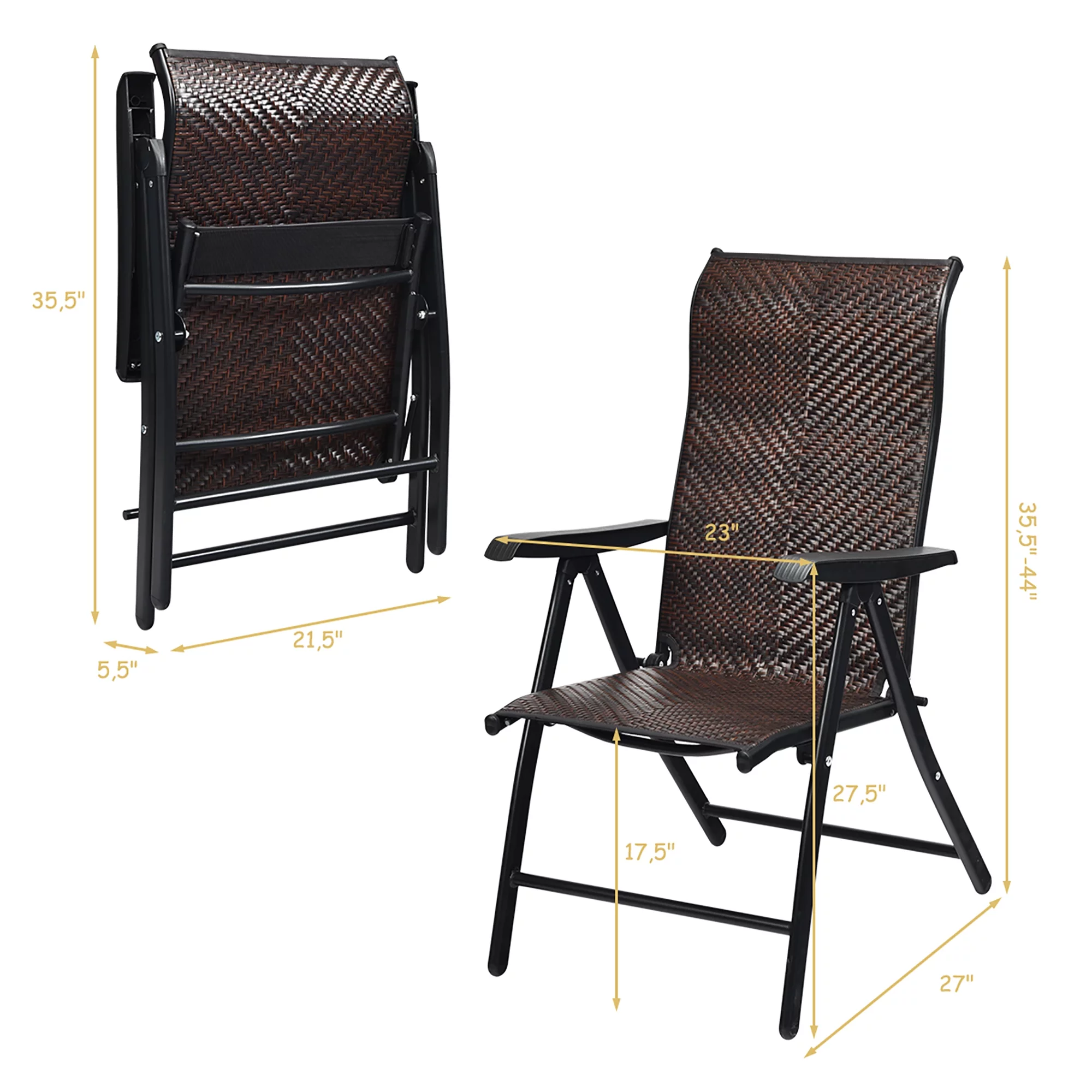 Costway Patio Rattan Folding Chair Recliner Back Adjustable material