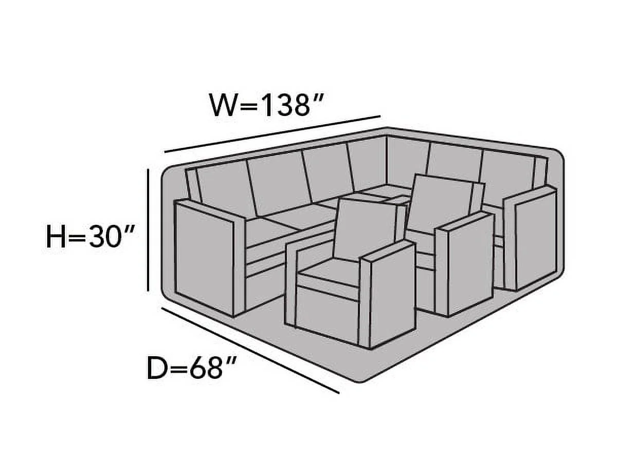 Covermates Outdoor Sectional Set Sofa Cover - Heavy-Duty Polyester, Weather Resistant, Drawcord Hem, Seating and Chair Covers-Ripstop Black