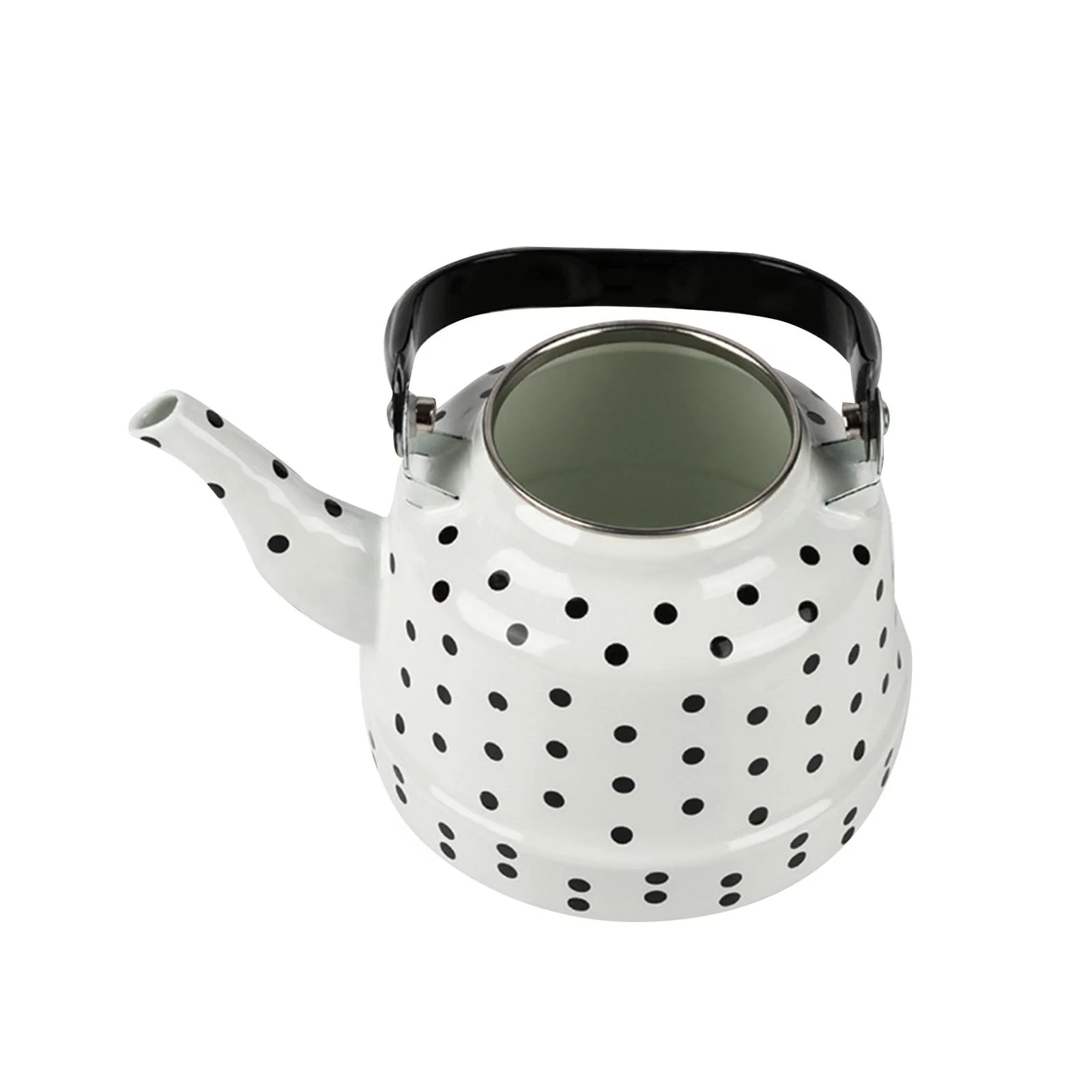Enamel Teapot for Electric Cooktop 1100ml Hot Water Boiling Pot for Cooker Halogen White