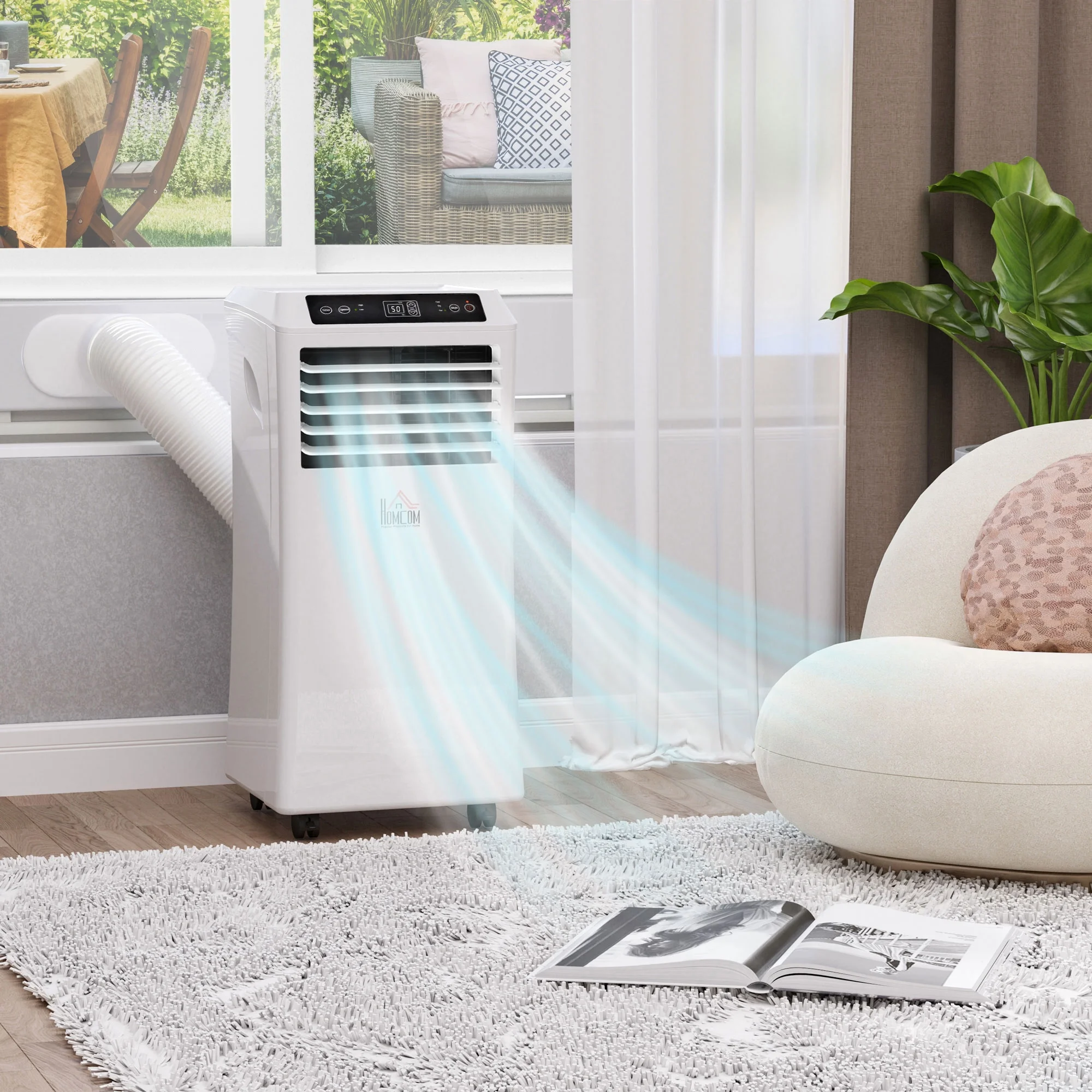 HOMCOM 8000 BTU Mobile Portable Air Conditioner with Cooling, 344 Sq. ft. White