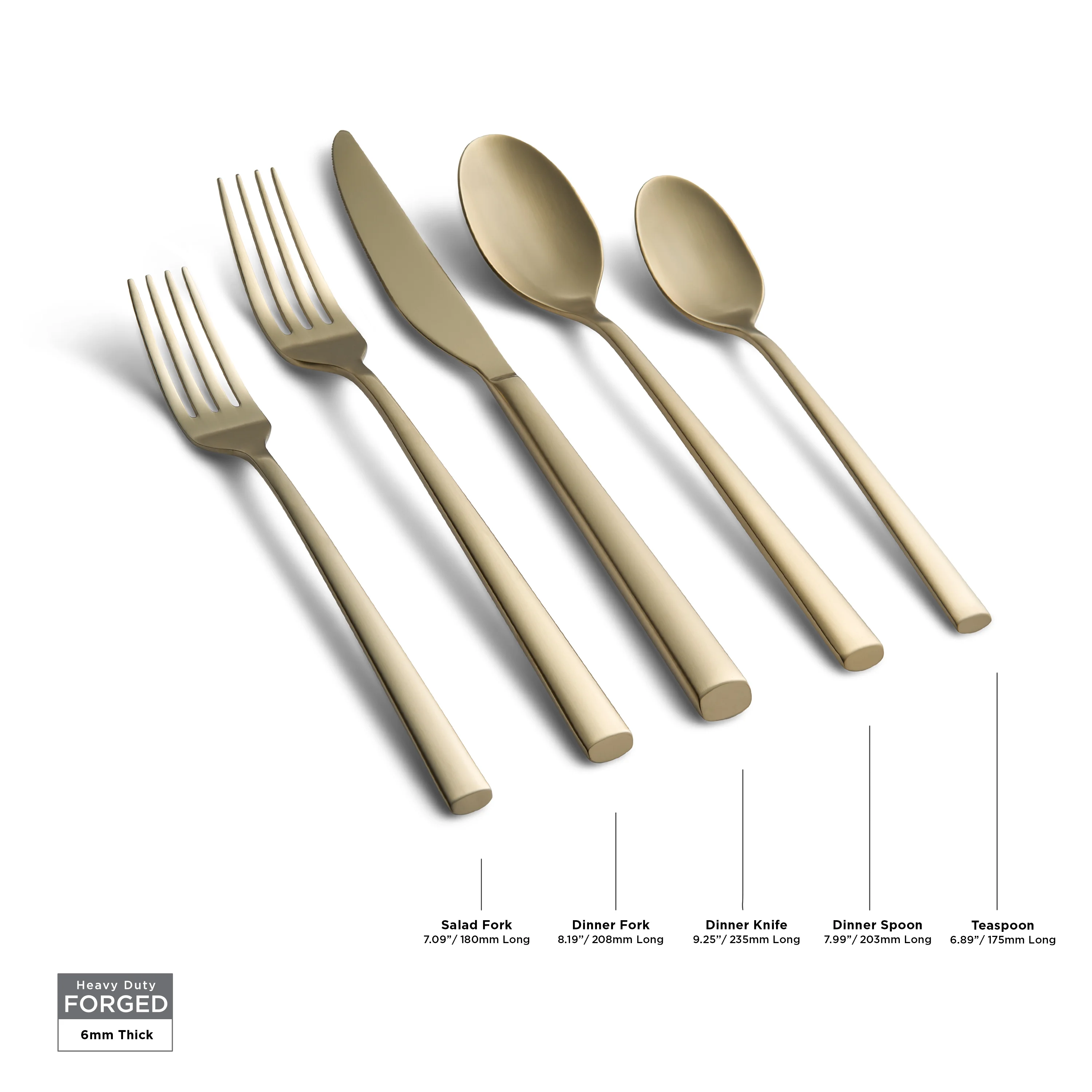 Graze by Cambridge Toya Champagne Satin Forged 18/0 Stainless Steel 20-Piece Flatware Set, Service for 4