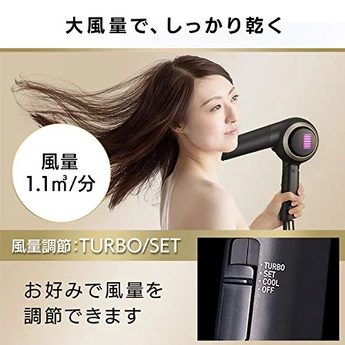 Iris Ohyama Moist Pro Dryer with Sensor Temperature Control Negative Ion LED Light Large Air Volume HDR-MC1-B Black
