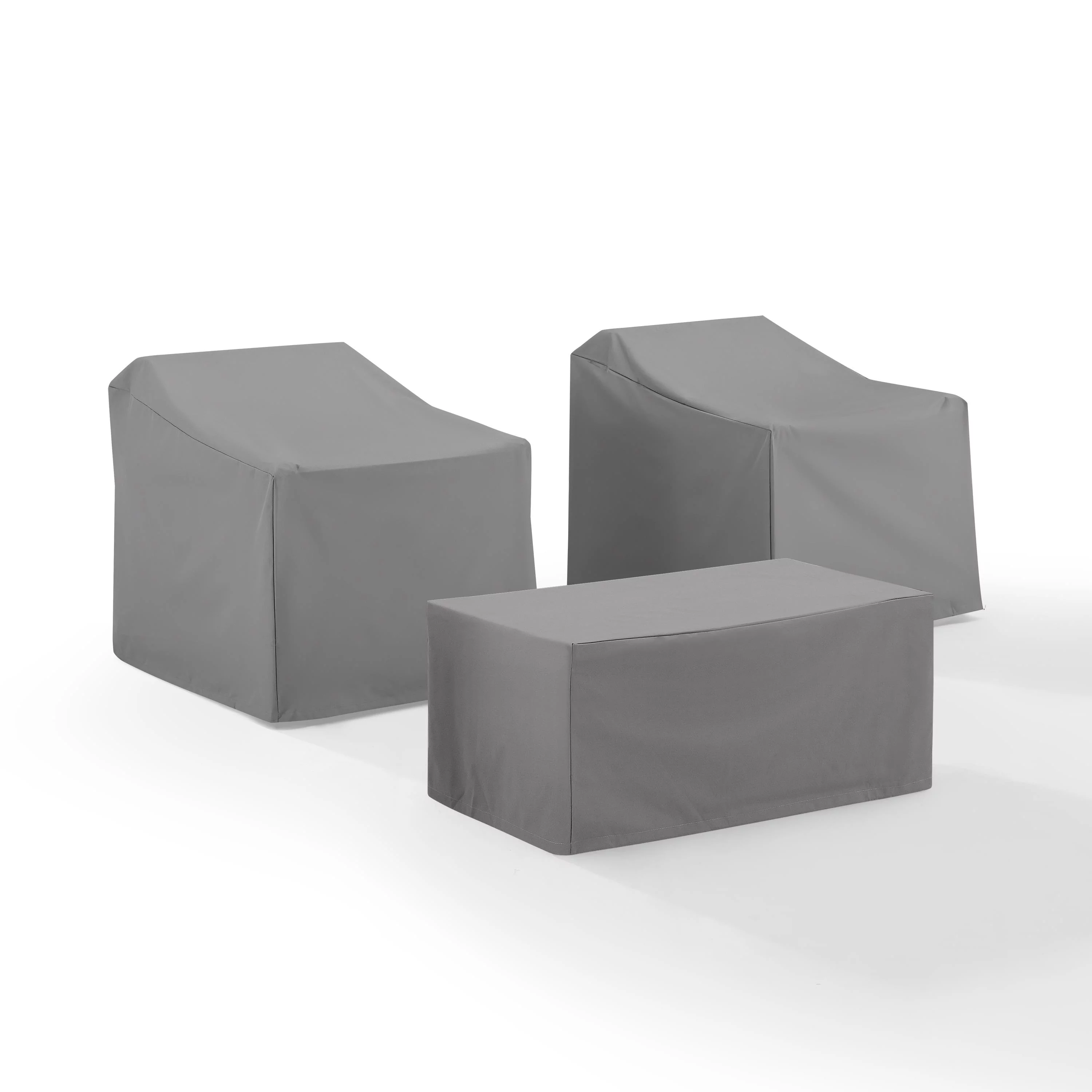 Crosley Furniture 3 Piece Patio Vinyl Conversation Cover Set in Gray
