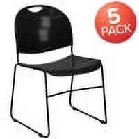 Flash Furniture Hercules Series Compact Stacking Event and Waiting Room Chairs, Set of 5, Black