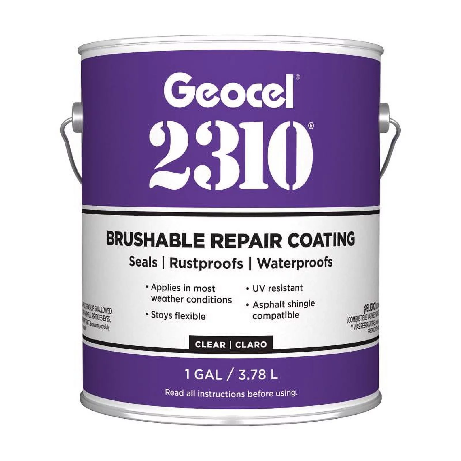 Geocel GC65300 1 Gallon Tripolymer Brushable Repair Sealant Coating, Clear