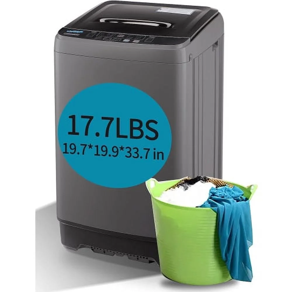 Full-Automatic Washing Machine with LED Display, 17.7 lbs Portable Washing Machine with 10 Wash Programs & 8 Water Levels, Compact Laundry Washer with Drain Pump for Apartments, Home and Dorm, Gold
