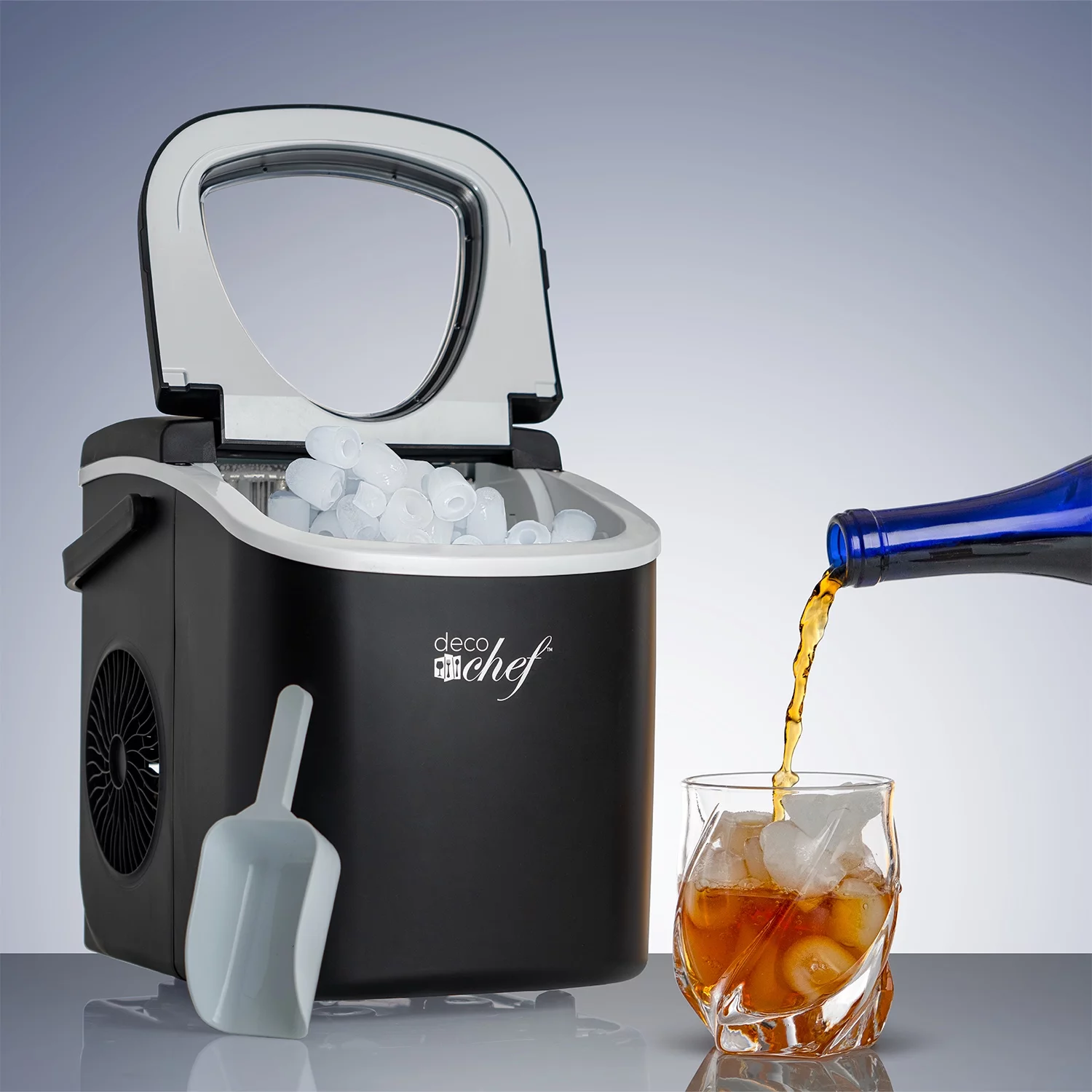 Deco Compact Countertop Ice Maker, 26LBs in 24HRs, 9 Bullet Ice Cubes Ready in 6 Minutes, Black