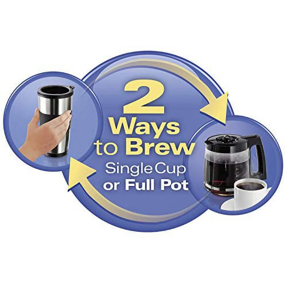 Hamilton Beach 2-Way 12 Cup Programmable Drip Coffee Maker & Single Serve Machine, Glass Carafe, Auto Pause and Pour, Black (49980A)