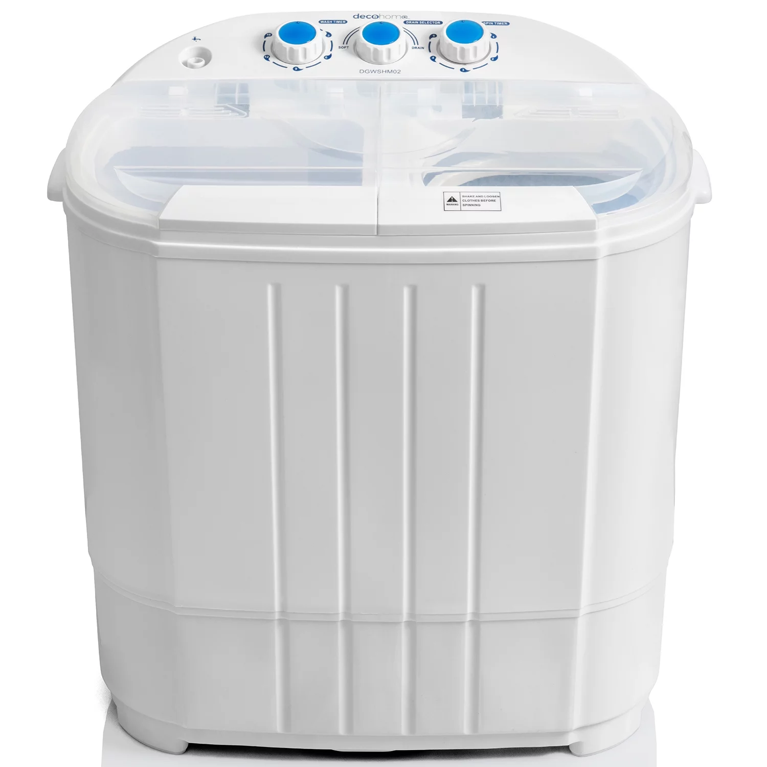 Deco Home 13LB Compact Washing Machine with Twin Tub for Wash and Spin Dry, Portable, Built-in Gravity Drainage System, Agitation Wash Cycles, Use Less Soap and Water, for Dorms, Apartments, RVs