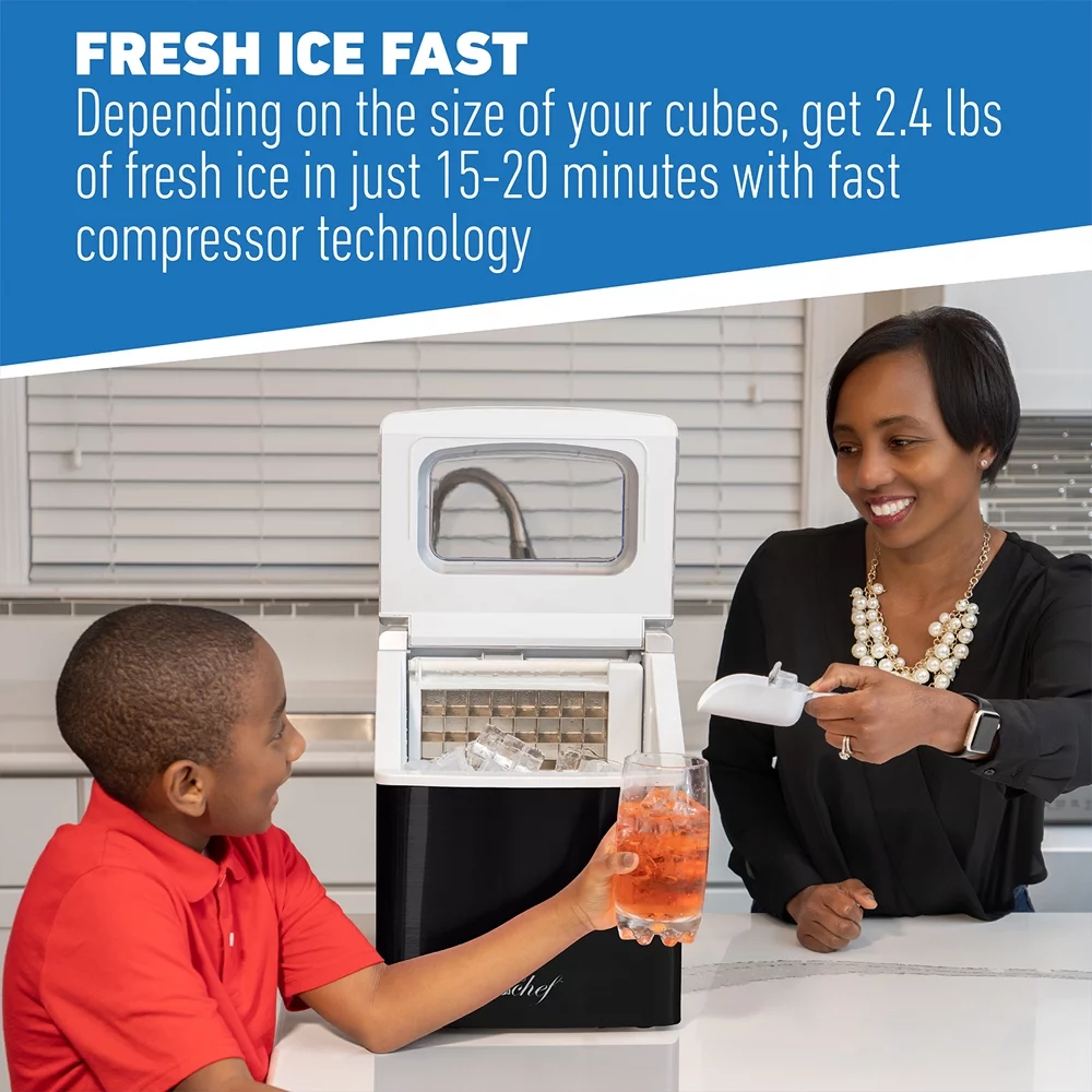 Deco Chef Countertop Portable Ice Maker 40 lb/Day Black with Extended Warranty