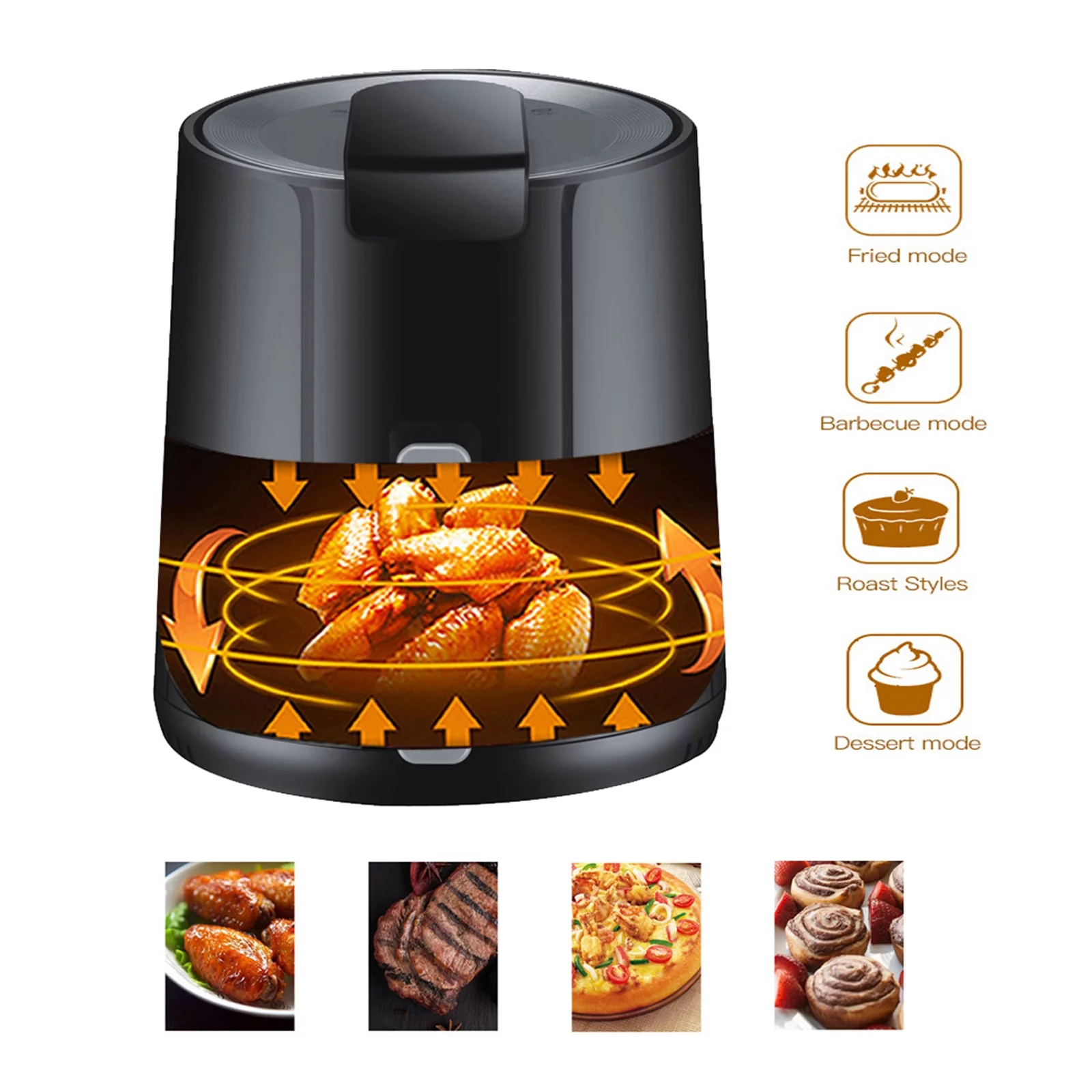 BIGTREE 5L Family Size Electric Air Fryer Oven Oilless Cooker W/ Nonstick Detachable Basket, Black