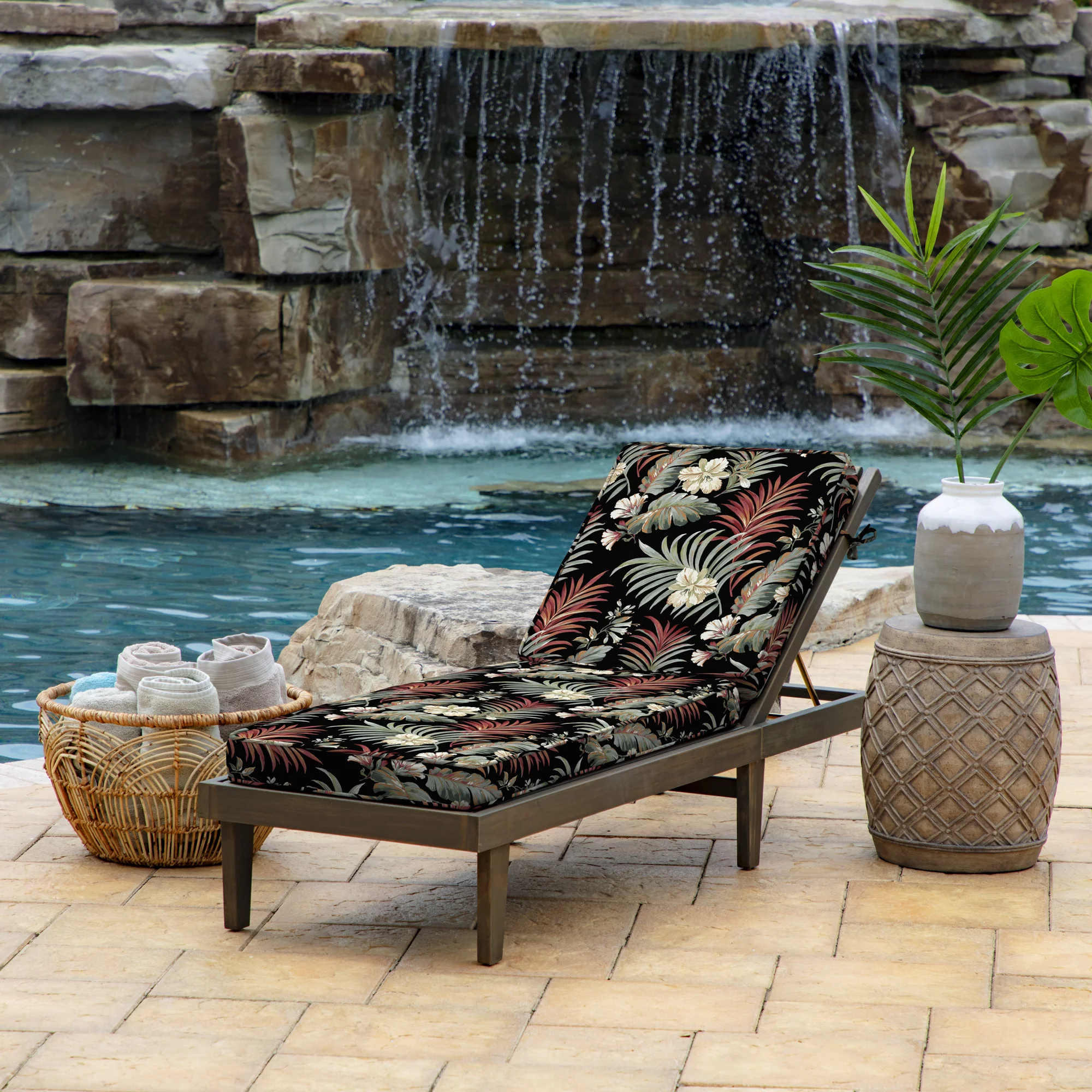 Arden Selections ProFoam 72 x 21 in Outdoor Chaise Cushion Cover, Simone tropical
