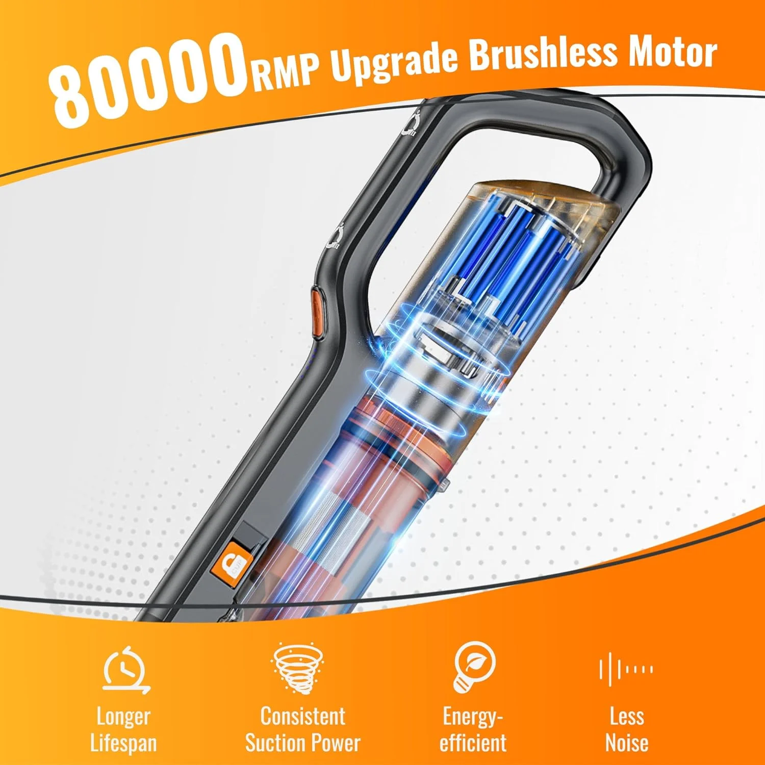 KOHE Cordless Vacuum Cleaner, 20Kpa for Home, 45mins Brushless Motor Quiet for Carpet Pet Hair