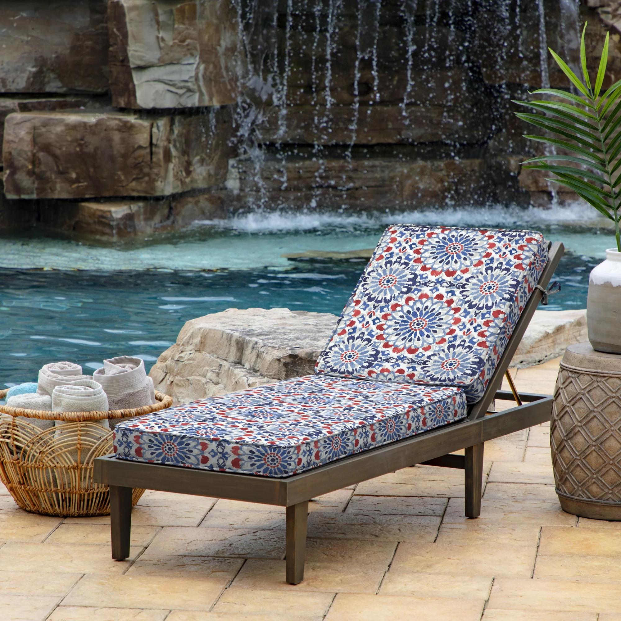 Arden Selections ProFoam 72 x 21 in Outdoor Chaise Cushion Cover, Clark Blue