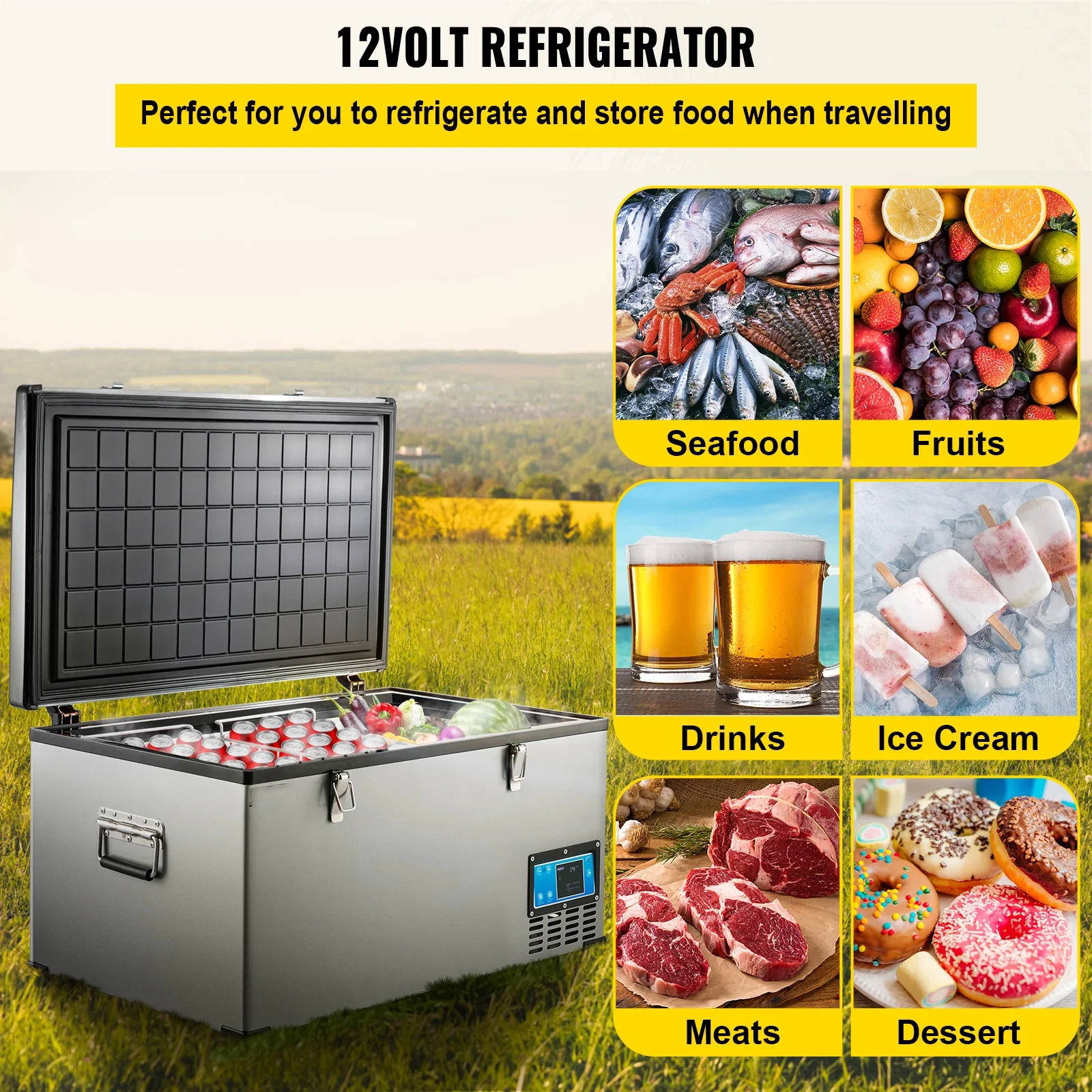 BENTISM 12volt Car Refrigerator Portable Freezer 90Qt Camping Refrigerator Outdoor