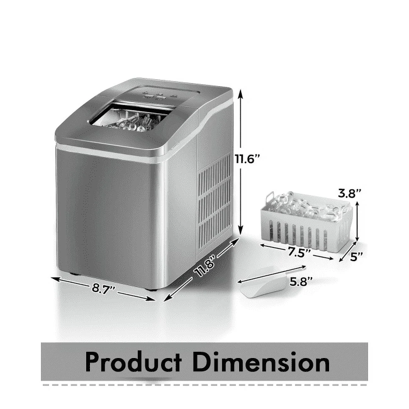 26lbs/24h Portable Countertop Maker Machine Ultimate Solution for Ice Demand