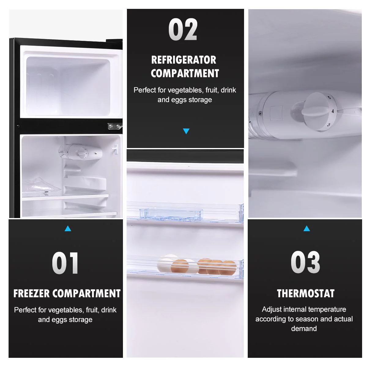 Giantex Compact Refrigerator, 3.4 cu. ft. Mini Cooler Fridge, Freestanding Fridge w/Adjustable Thermostat, Black