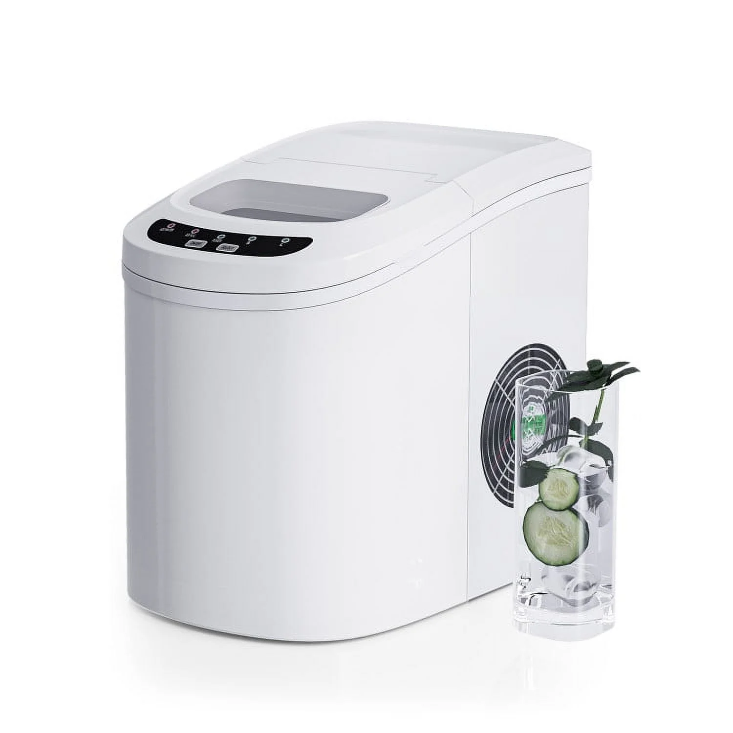 Kepooman Ice Maker, Commercial Ice Machine, Freestanding Ice Machine, Mini Portable Compact Electric Ice Maker Machine-White