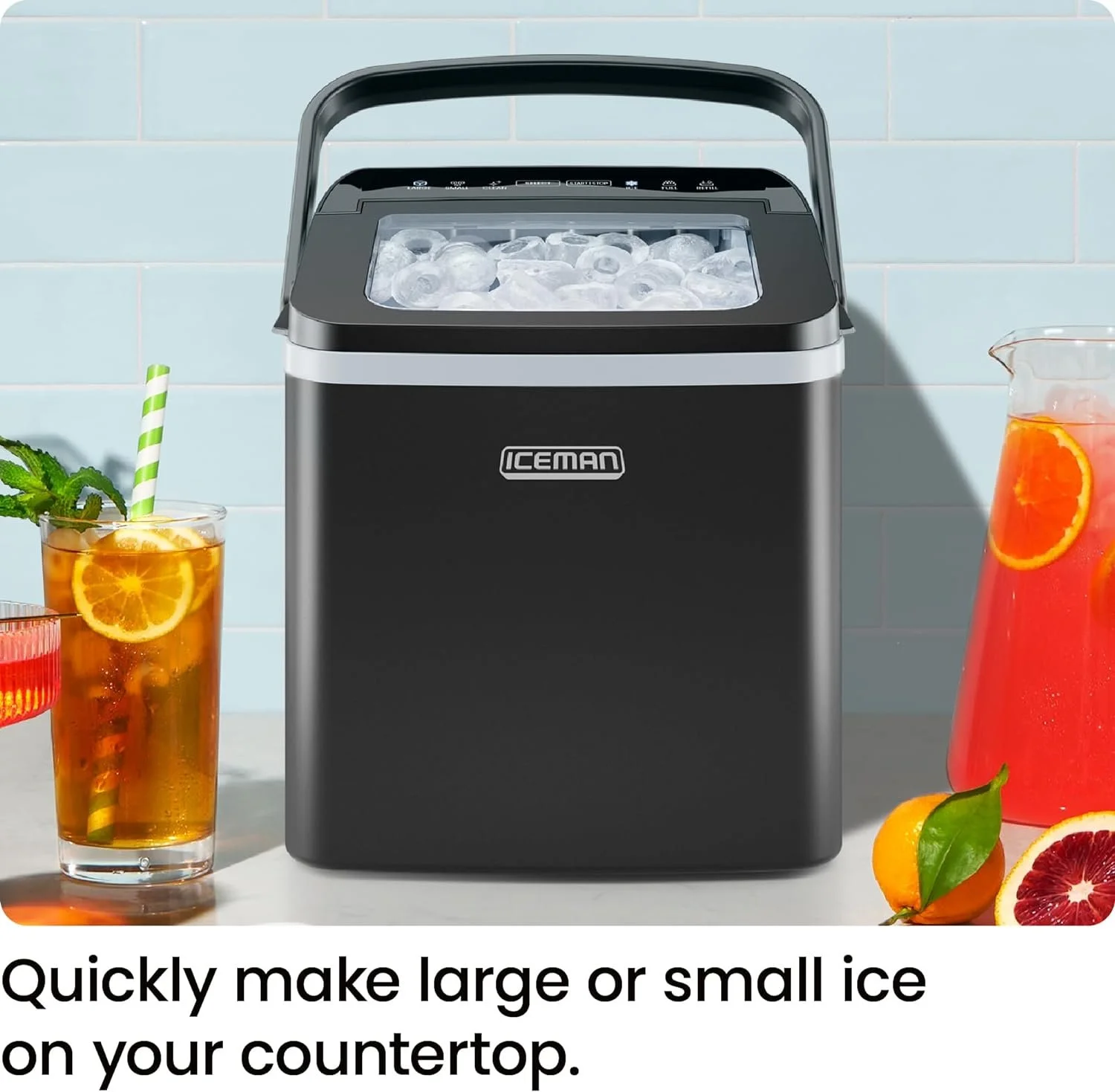 Iceman Dual-Size Countertop Bullet Ice Machine w/ 0.88lb Capacity - Black, New