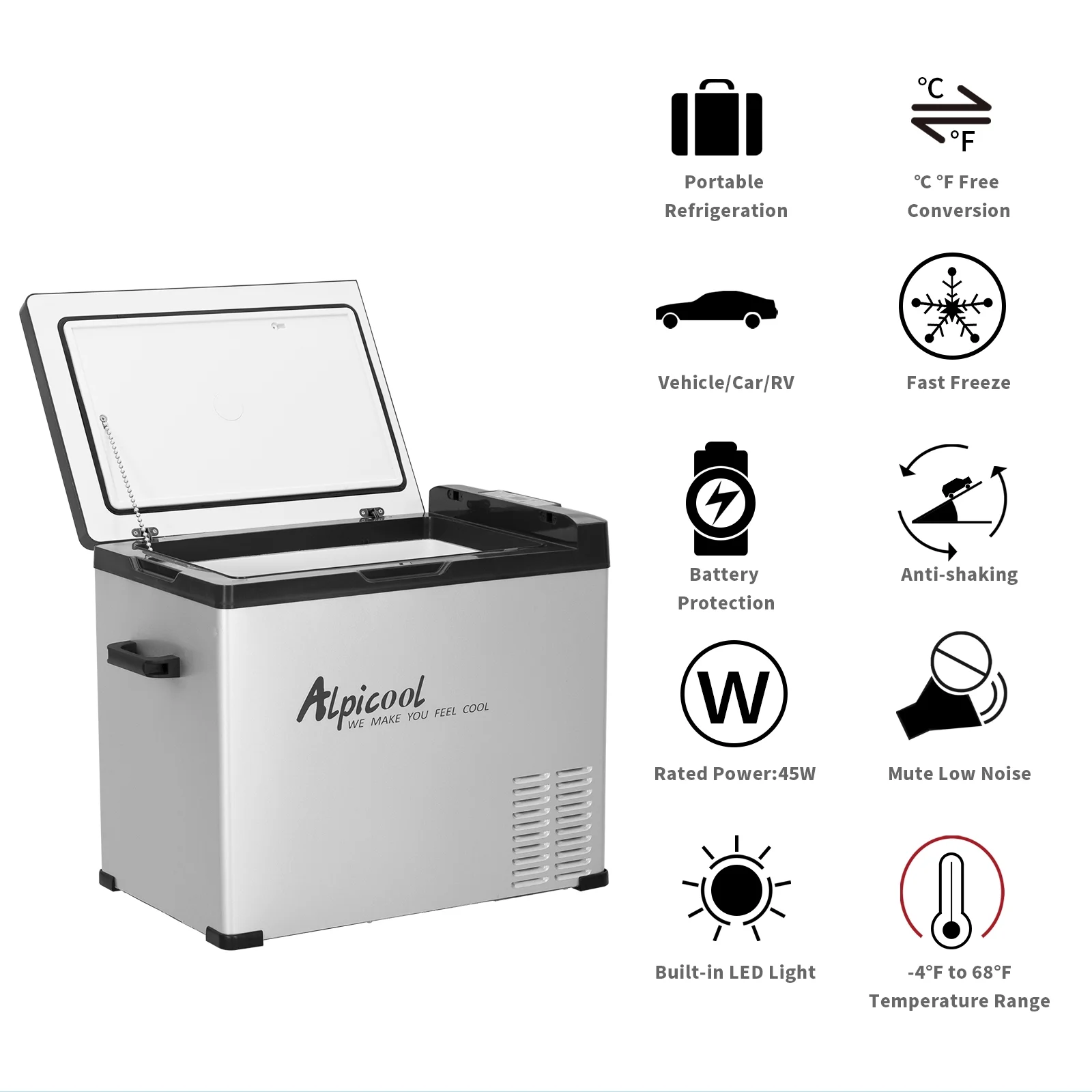 Alpicool C50 12V DC 53 Quart Portable Car Truck RV Mini Fridge Freezer Cooler