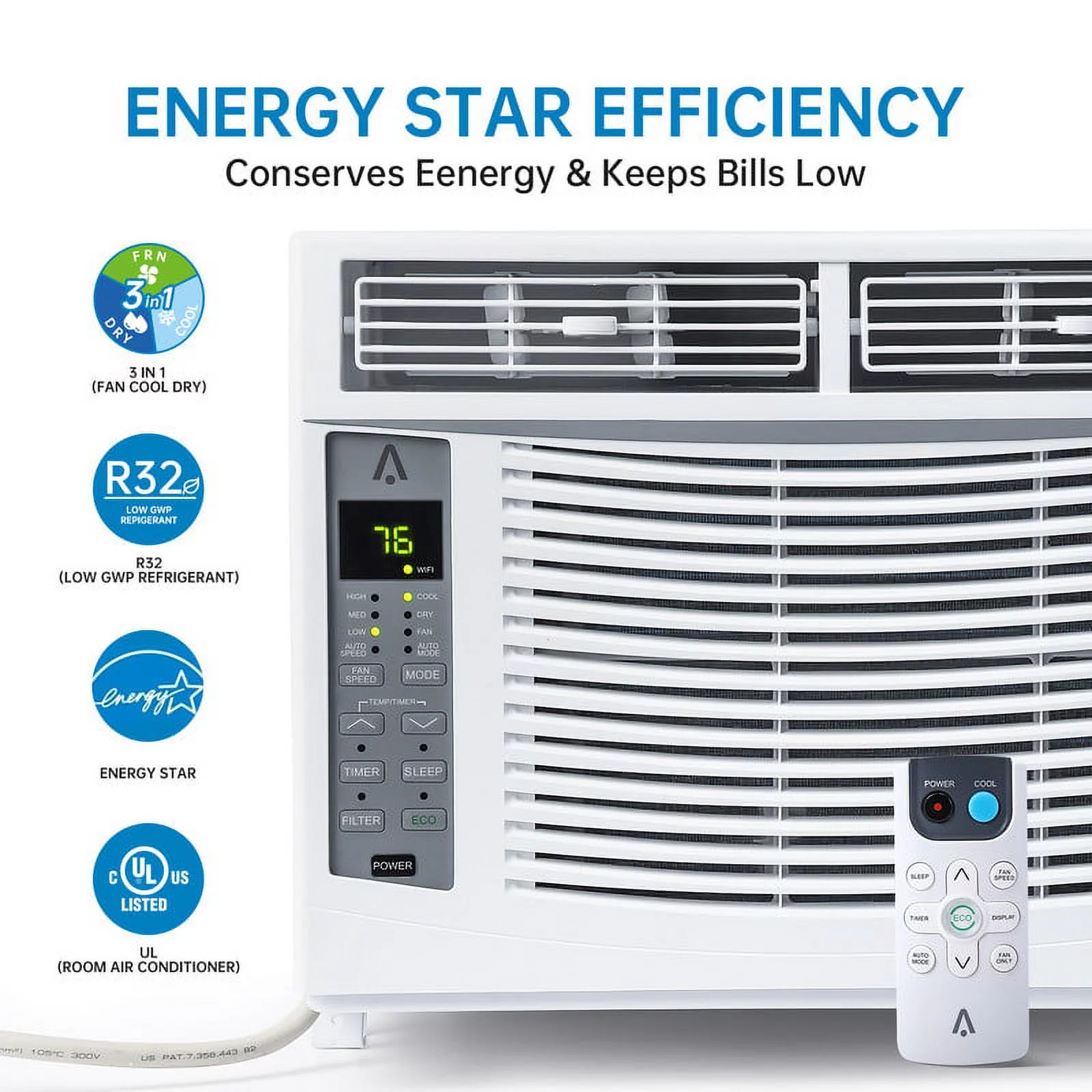 Aoile Window Air Conditioner 6,000 BTU, Smart Window AC Unit with Remote/APP Control and ECO Mode, Energy Saving